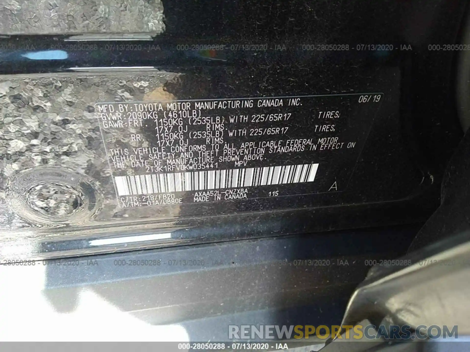 9 Photograph of a damaged car 2T3K1RFV0KW035441 TOYOTA RAV4 2019