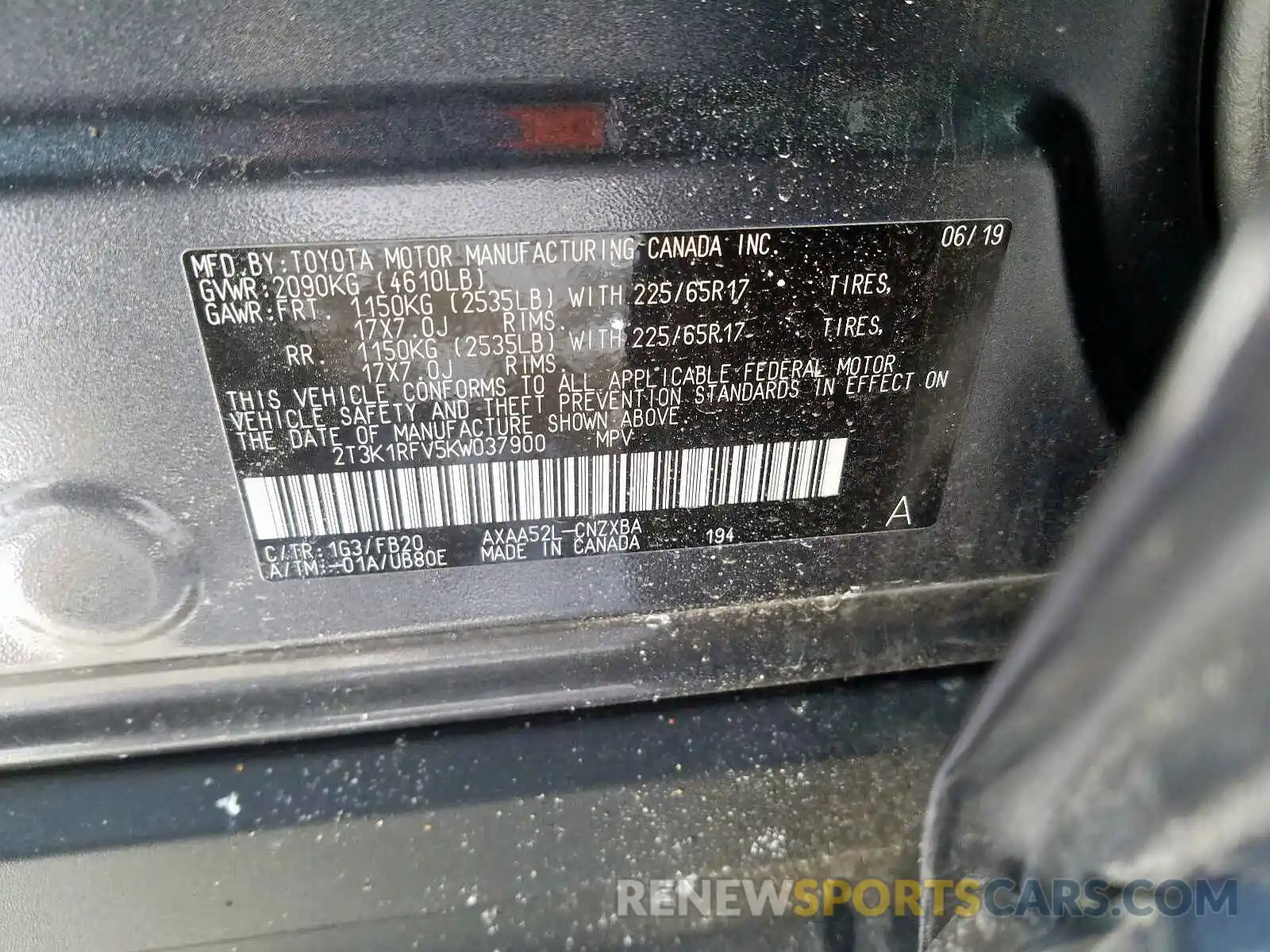 10 Photograph of a damaged car 2T3K1RFV5KW037900 TOYOTA RAV4 2019