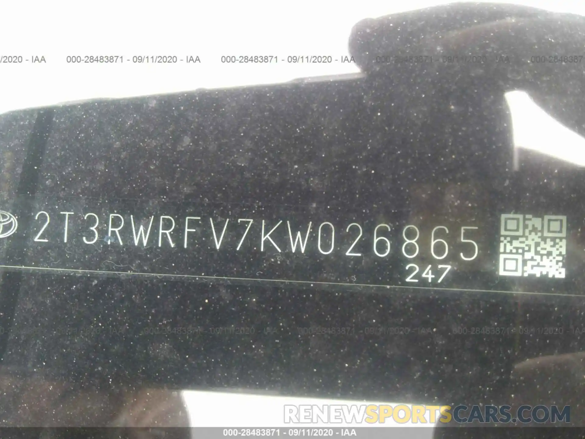 9 Photograph of a damaged car 2T3RWRFV7KW026865 TOYOTA RAV4 2019