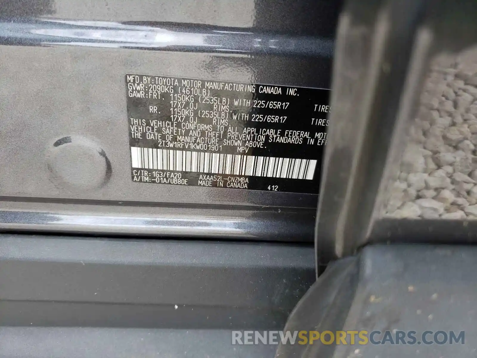 10 Photograph of a damaged car 2T3W1RFV1KW001901 TOYOTA RAV4 2019