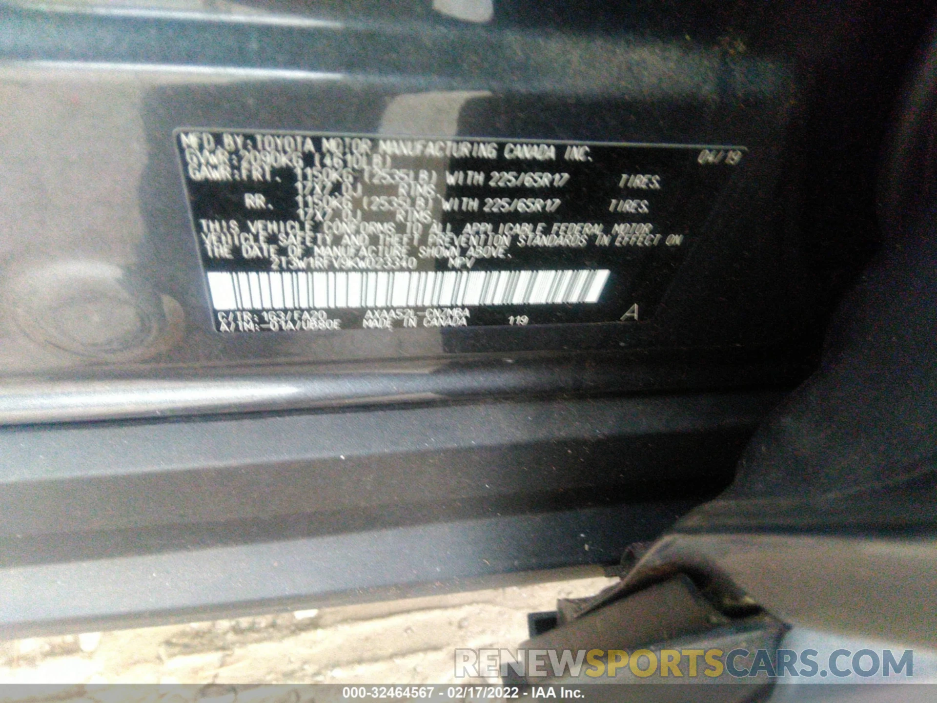 9 Фотография поврежденного автомобиля 2T3W1RFV9KW023340 TOYOTA RAV4 2019