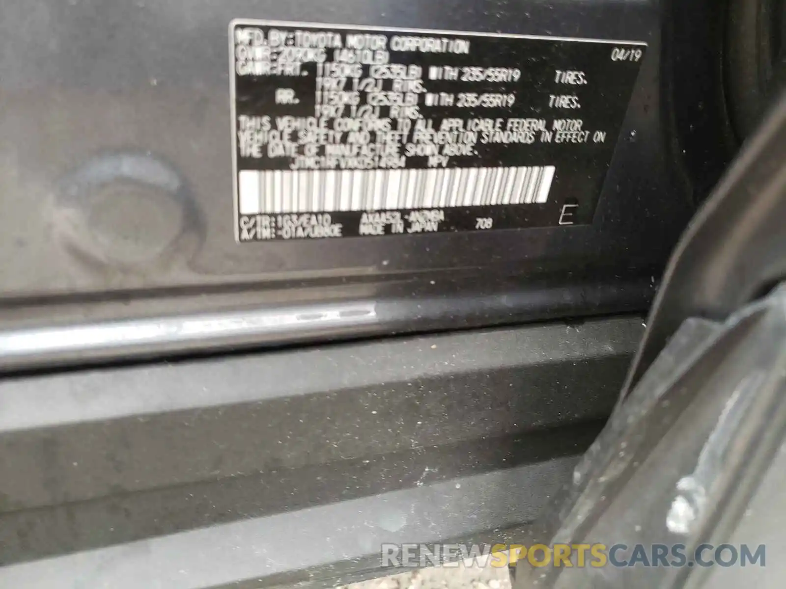 10 Photograph of a damaged car JTMC1RFVXKD514984 TOYOTA RAV4 2019