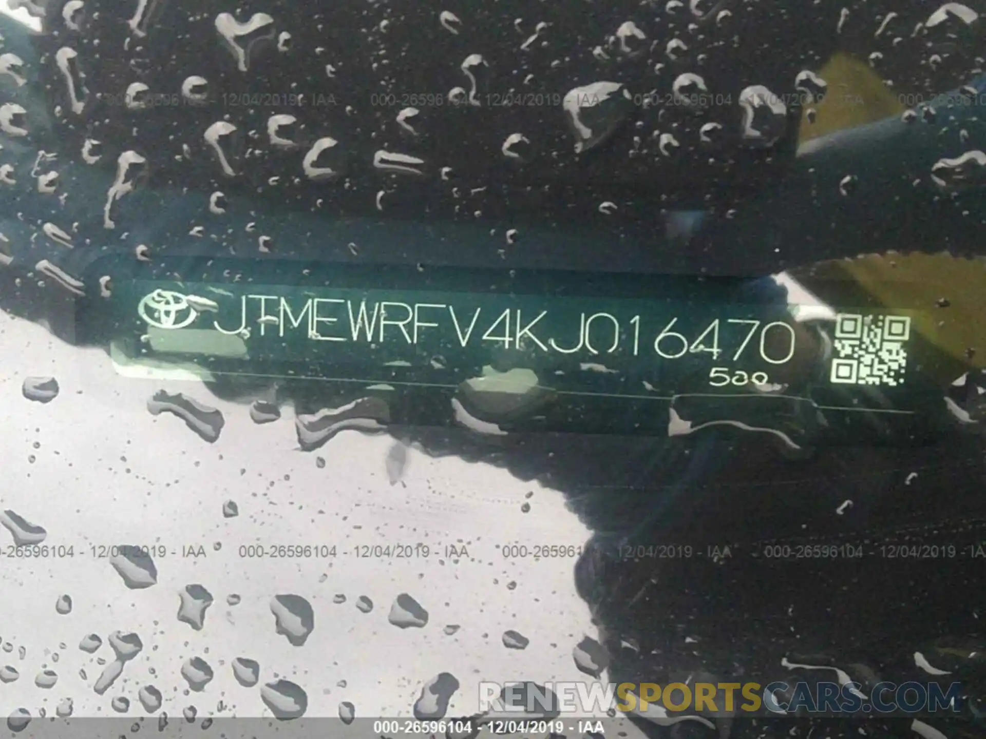 9 Фотография поврежденного автомобиля JTMEWRFV4KJ016470 TOYOTA RAV4 2019
