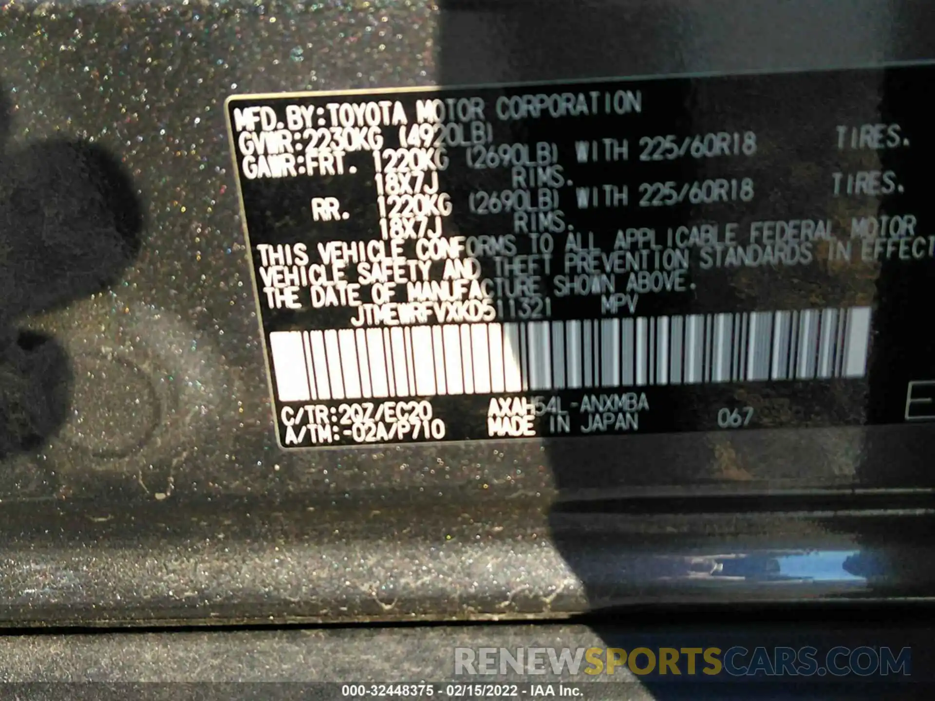 9 Фотография поврежденного автомобиля JTMEWRFVXKD511321 TOYOTA RAV4 2019