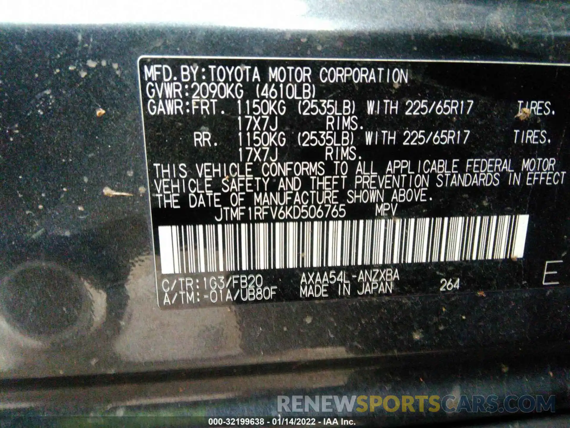 9 Photograph of a damaged car JTMF1RFV6KD506765 TOYOTA RAV4 2019