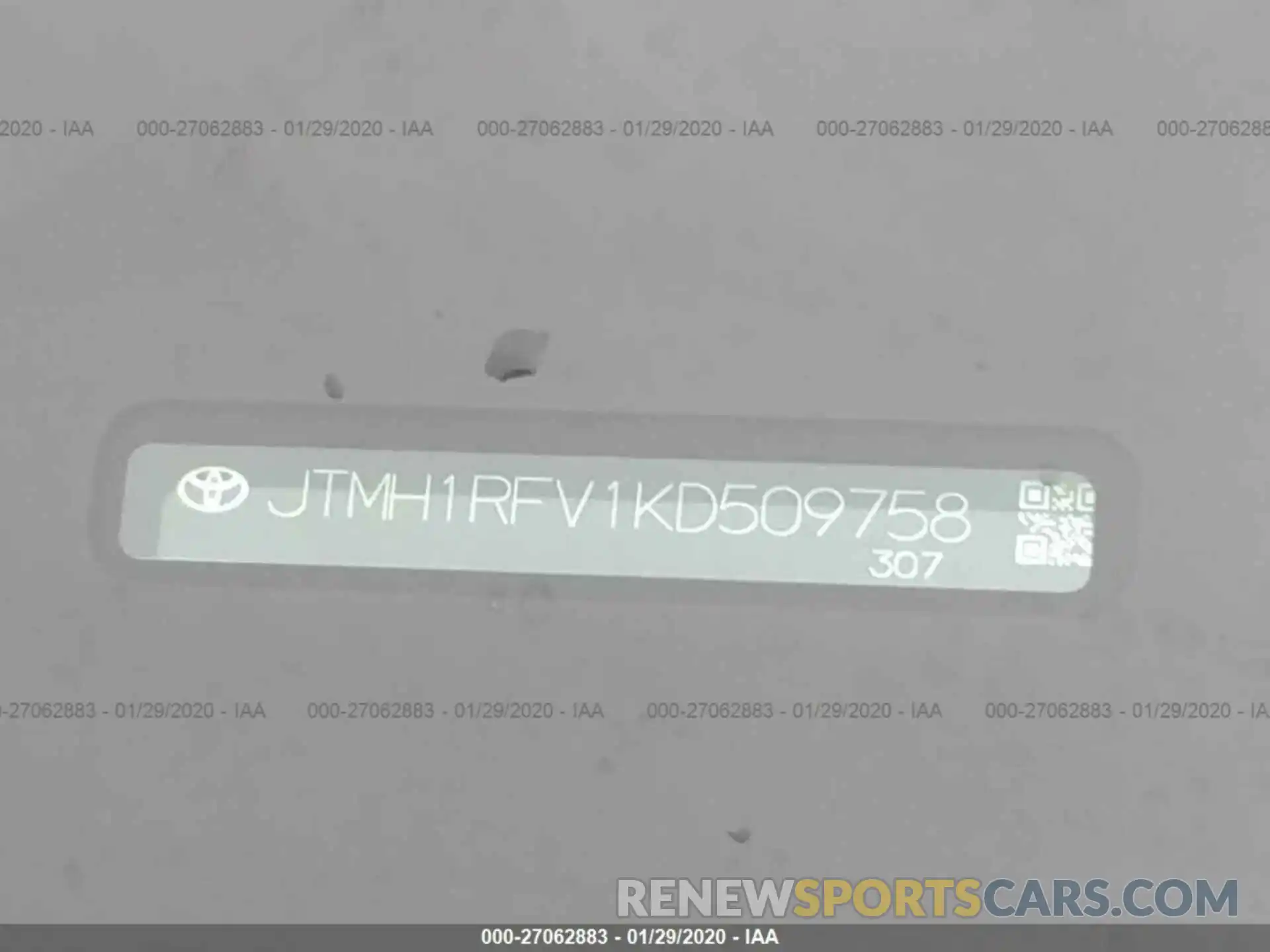 9 Фотография поврежденного автомобиля JTMH1RFV1KD509758 TOYOTA RAV4 2019