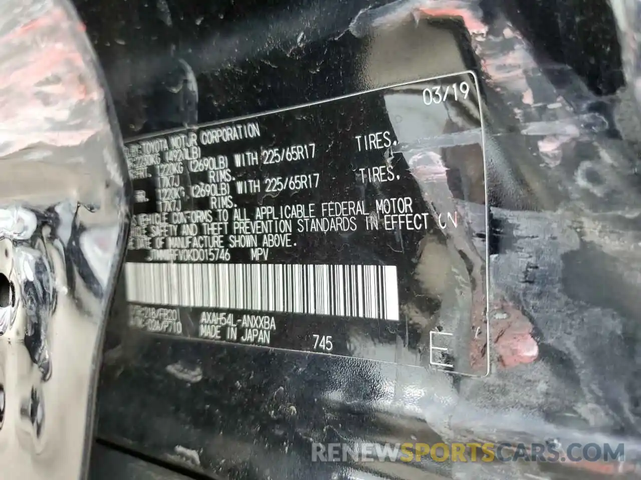 8 Photograph of a damaged car JTMMWRFV0KD015746 TOYOTA RAV4 2019