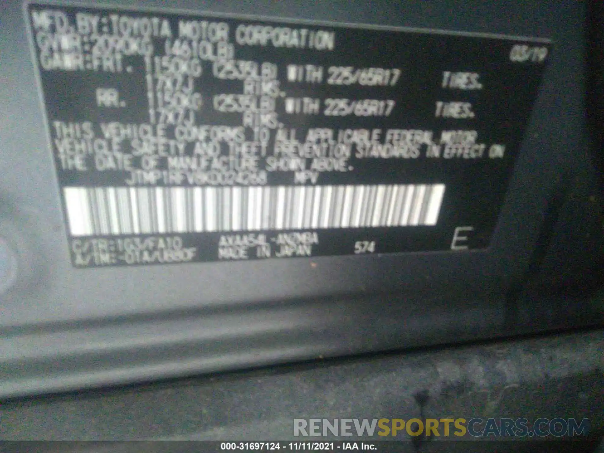 9 Фотография поврежденного автомобиля JTMP1RFV8KD024268 TOYOTA RAV4 2019