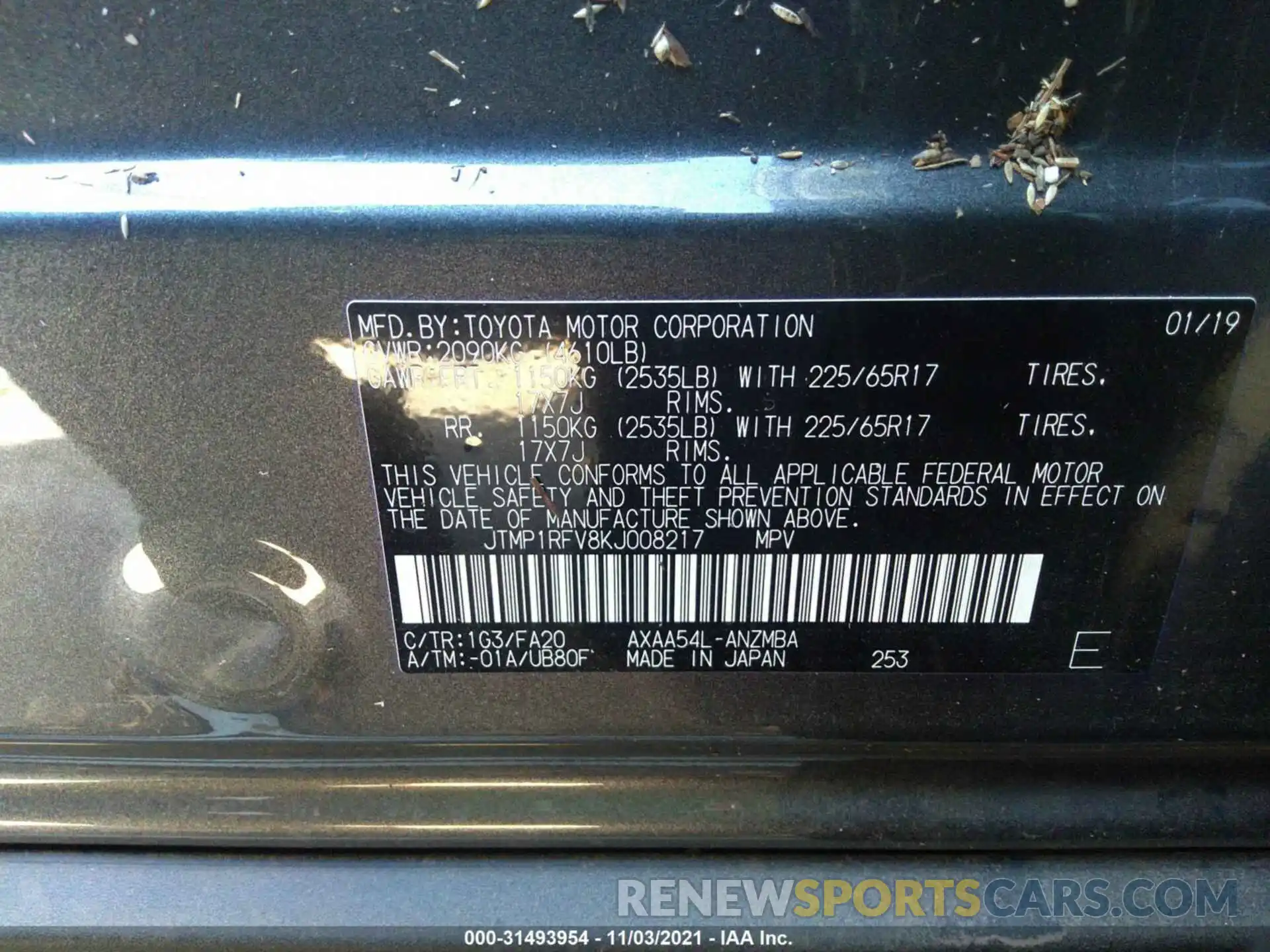 9 Photograph of a damaged car JTMP1RFV8KJ008217 TOYOTA RAV4 2019