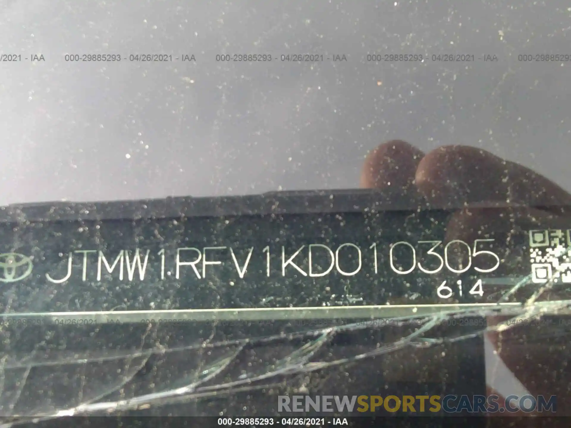 9 Фотография поврежденного автомобиля JTMW1RFV1KD010305 TOYOTA RAV4 2019