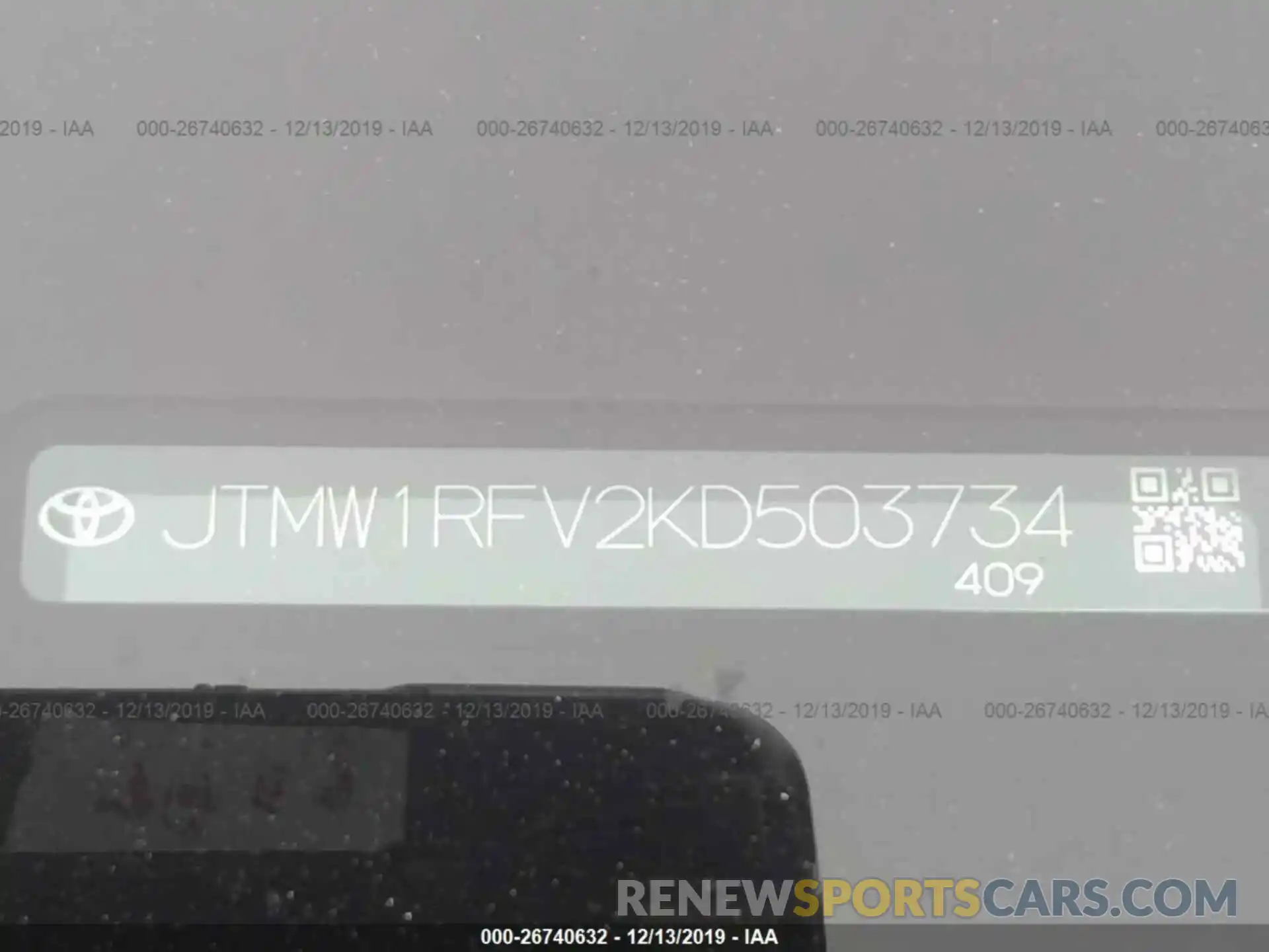 9 Фотография поврежденного автомобиля JTMW1RFV2KD503734 TOYOTA RAV4 2019