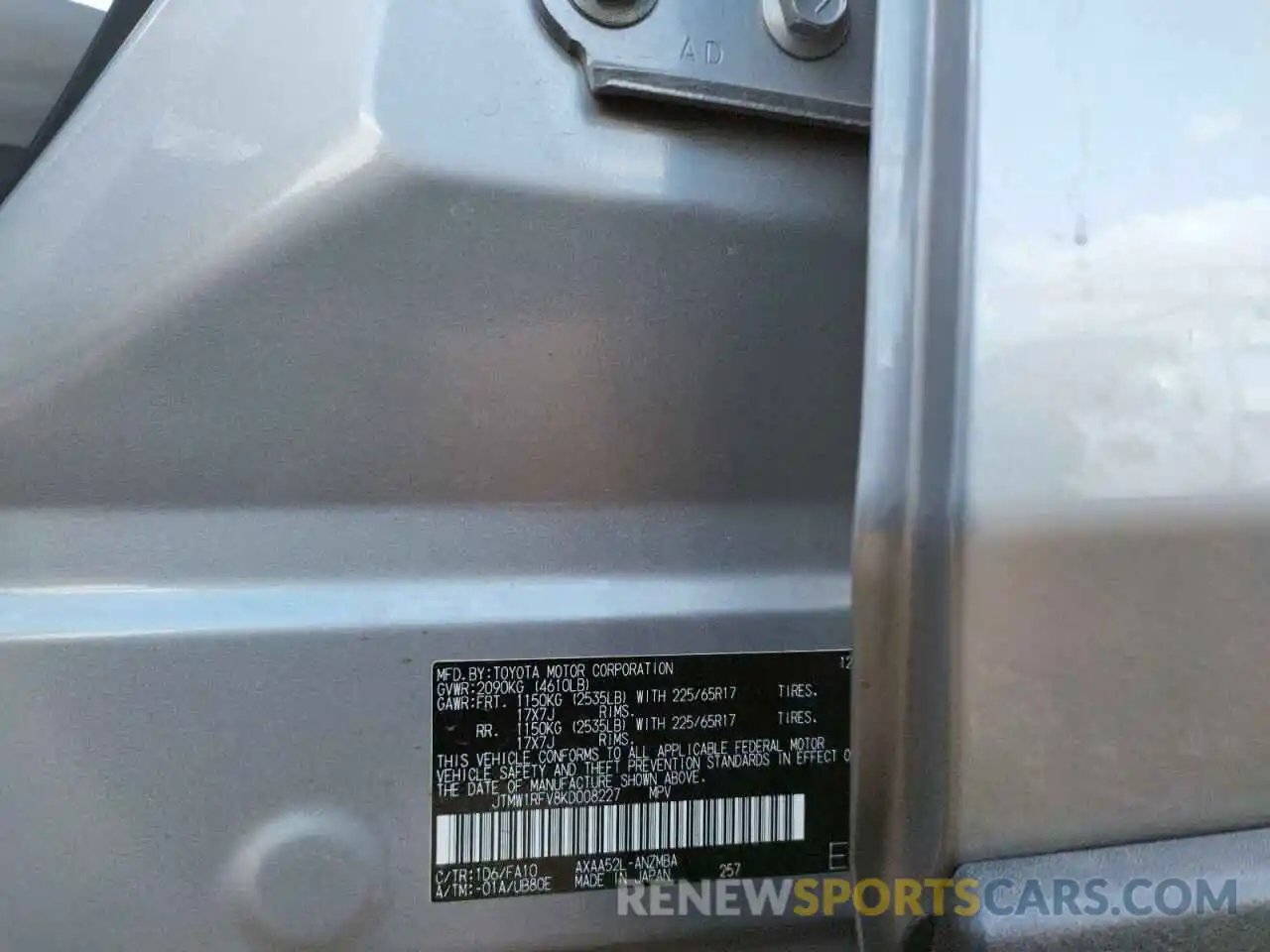 10 Photograph of a damaged car JTMW1RFV8KD008227 TOYOTA RAV4 2019