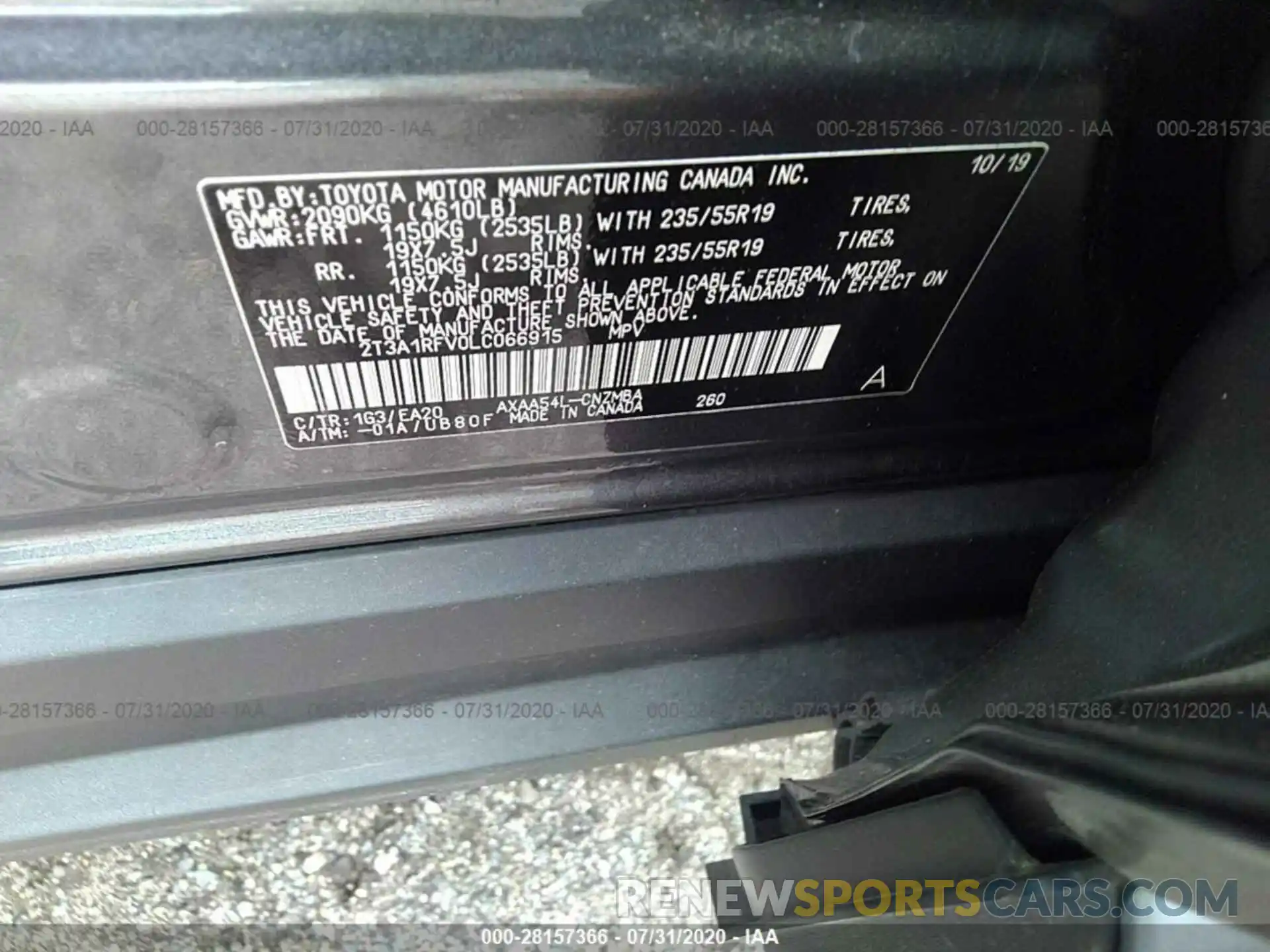 9 Фотография поврежденного автомобиля 2T3A1RFV0LC066915 TOYOTA RAV4 2020