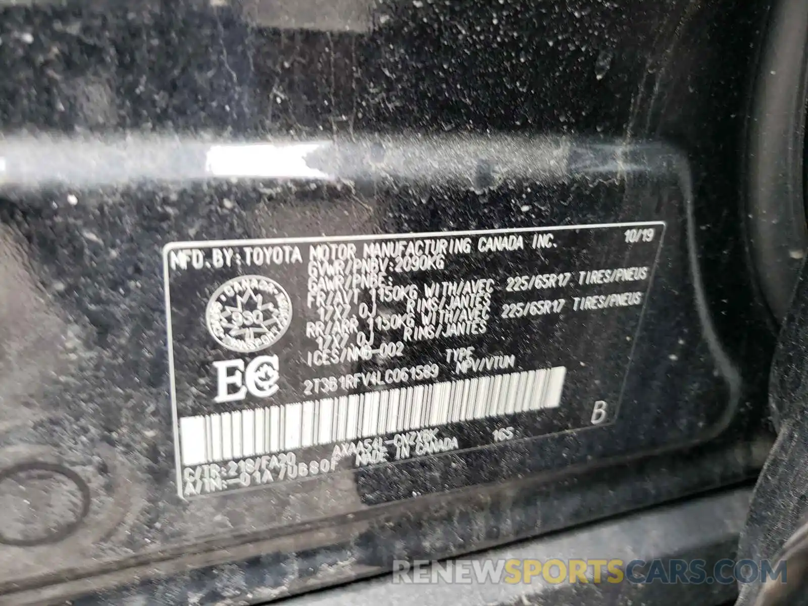 10 Фотография поврежденного автомобиля 2T3B1RFV4LC061589 TOYOTA RAV4 2020