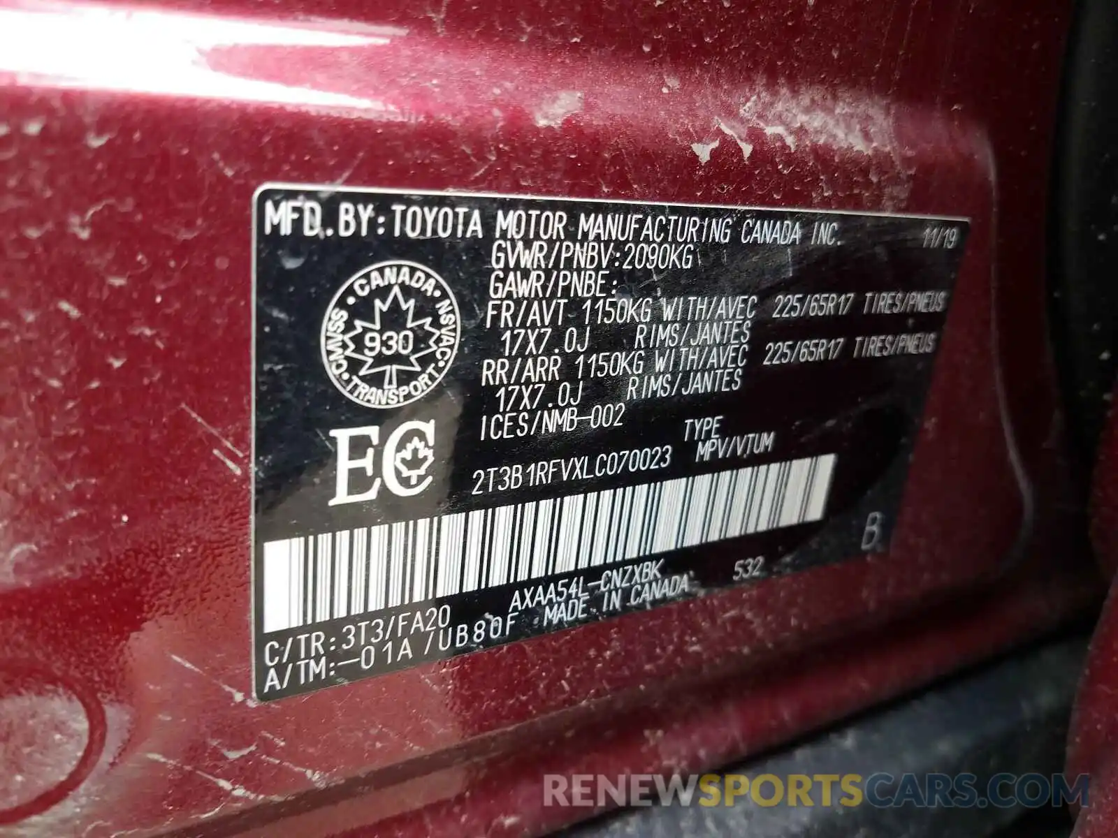 10 Фотография поврежденного автомобиля 2T3B1RFVXLC070023 TOYOTA RAV4 2020