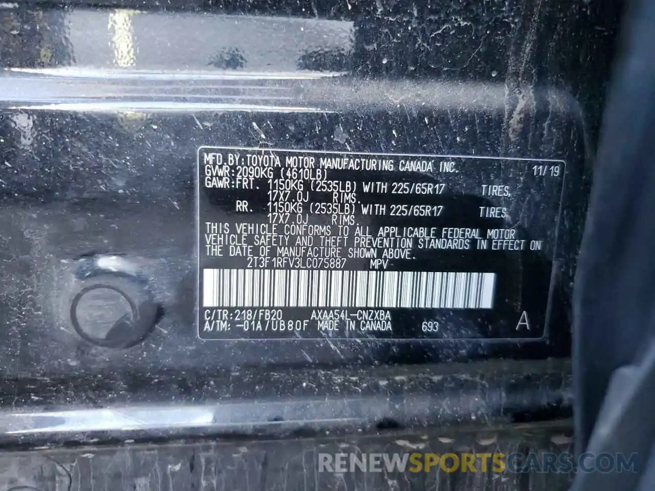 13 Фотография поврежденного автомобиля 2T3F1RFV3LC075887 TOYOTA RAV4 2020