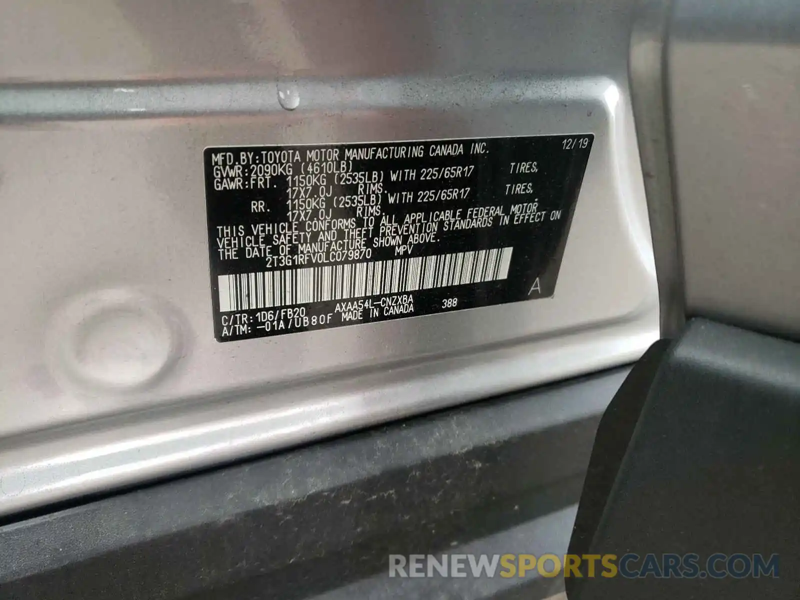 10 Фотография поврежденного автомобиля 2T3G1RFV0LC079870 TOYOTA RAV4 2020