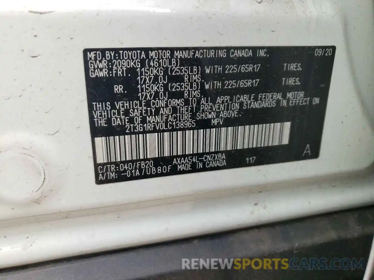 14 Фотография поврежденного автомобиля 2T3G1RFV0LC138965 TOYOTA RAV4 2020