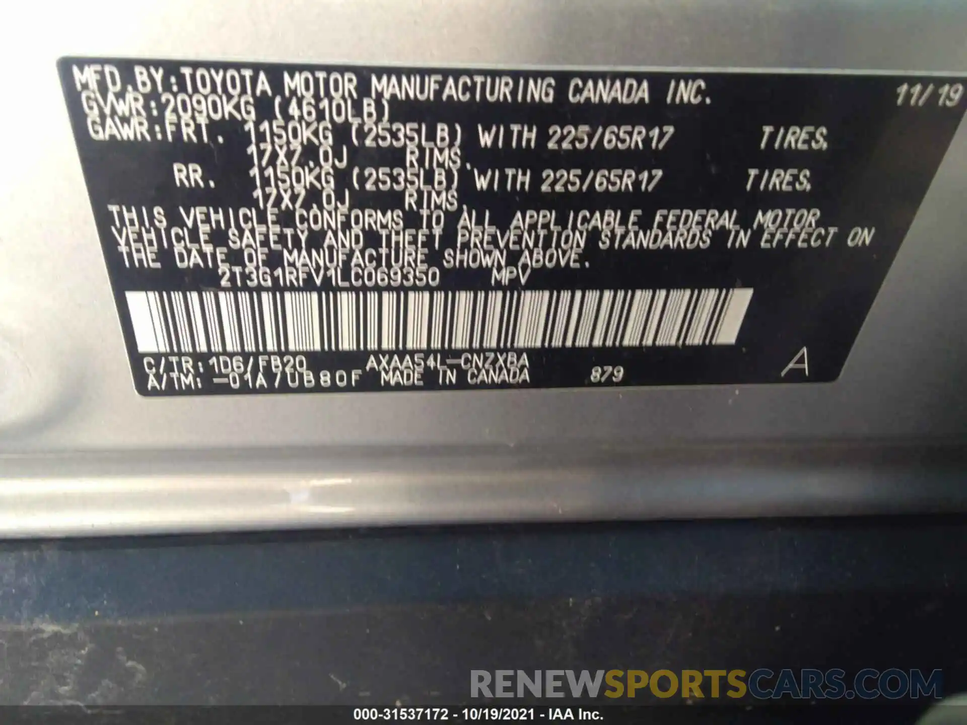 9 Фотография поврежденного автомобиля 2T3G1RFV1LC069350 TOYOTA RAV4 2020