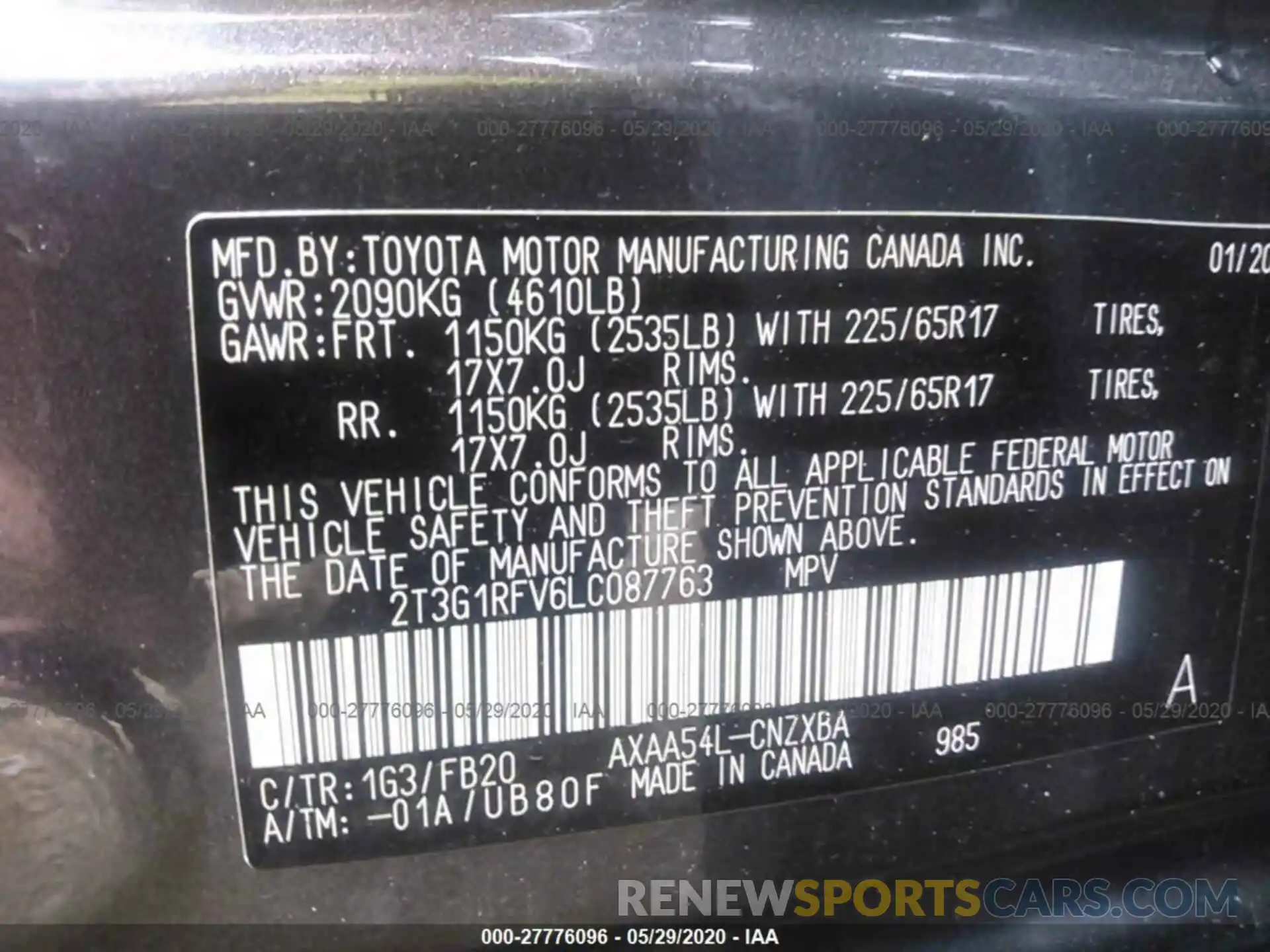 9 Фотография поврежденного автомобиля 2T3G1RFV6LC087763 TOYOTA RAV4 2020