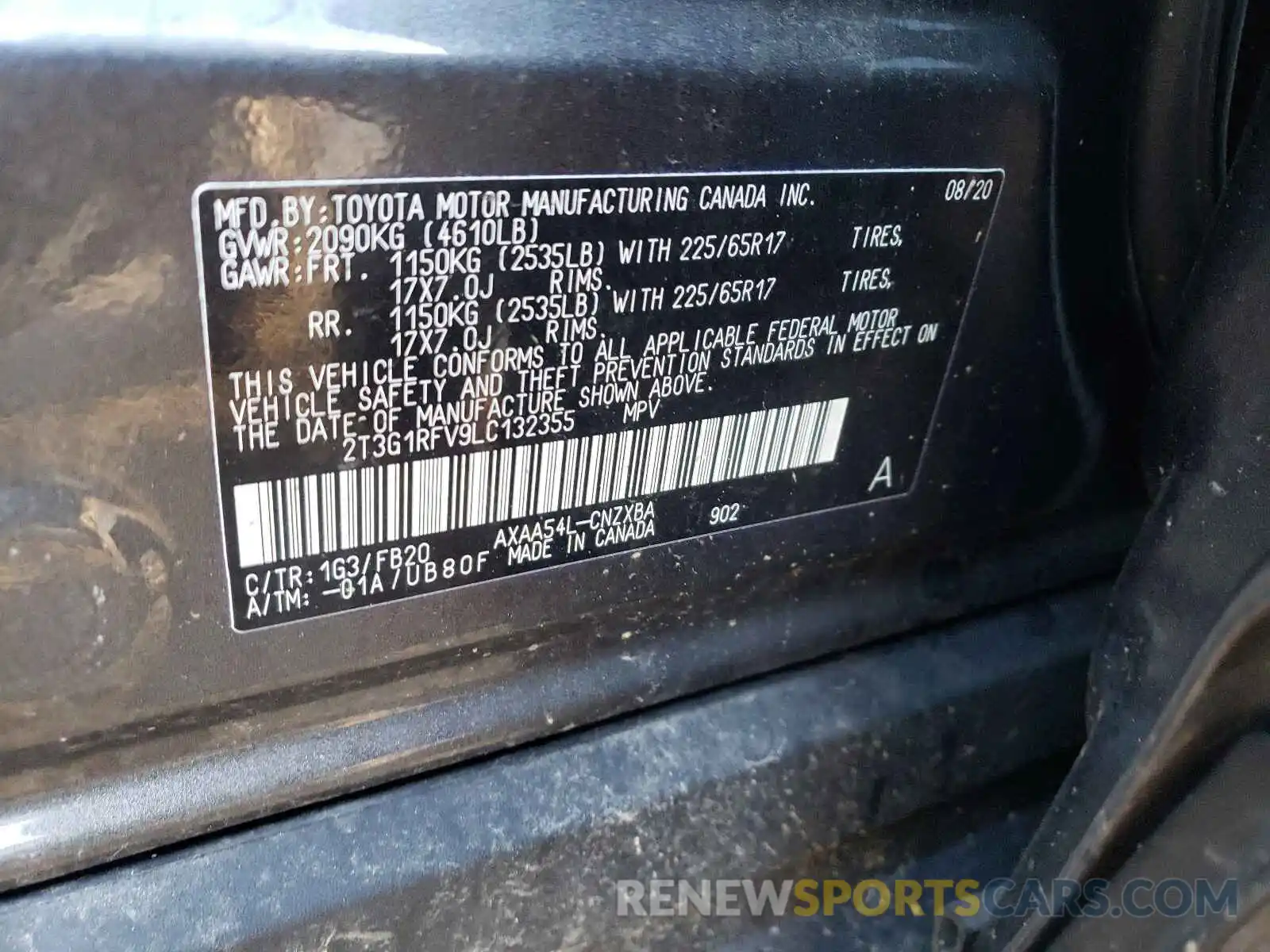 9 Фотография поврежденного автомобиля 2T3G1RFV9LC132355 TOYOTA RAV4 2020