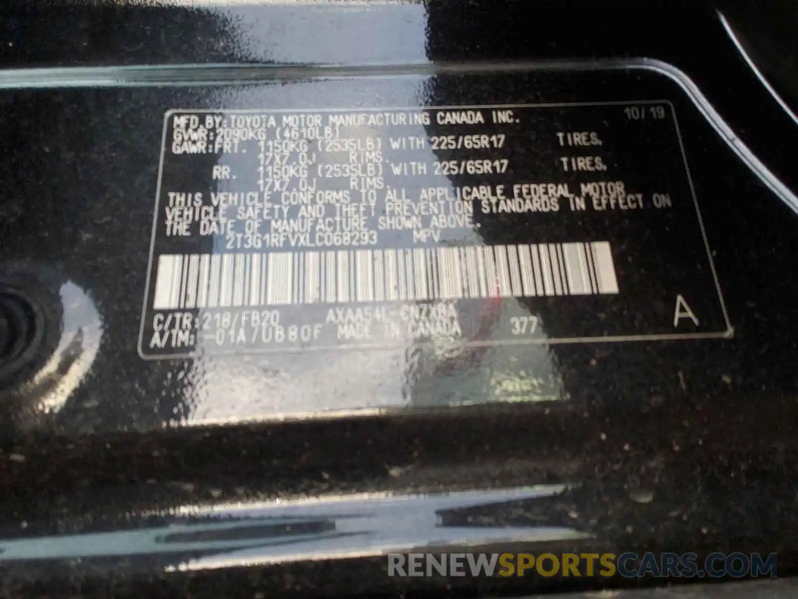 10 Фотография поврежденного автомобиля 2T3G1RFVXLC068293 TOYOTA RAV4 2020