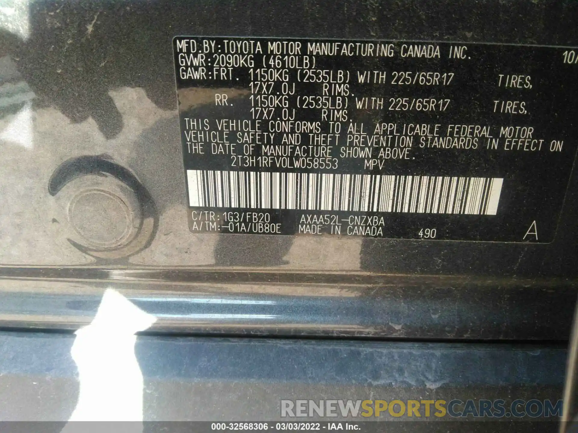 9 Фотография поврежденного автомобиля 2T3H1RFV0LW058553 TOYOTA RAV4 2020