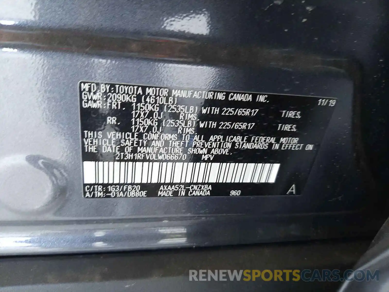 10 Фотография поврежденного автомобиля 2T3H1RFV0LW066670 TOYOTA RAV4 2020