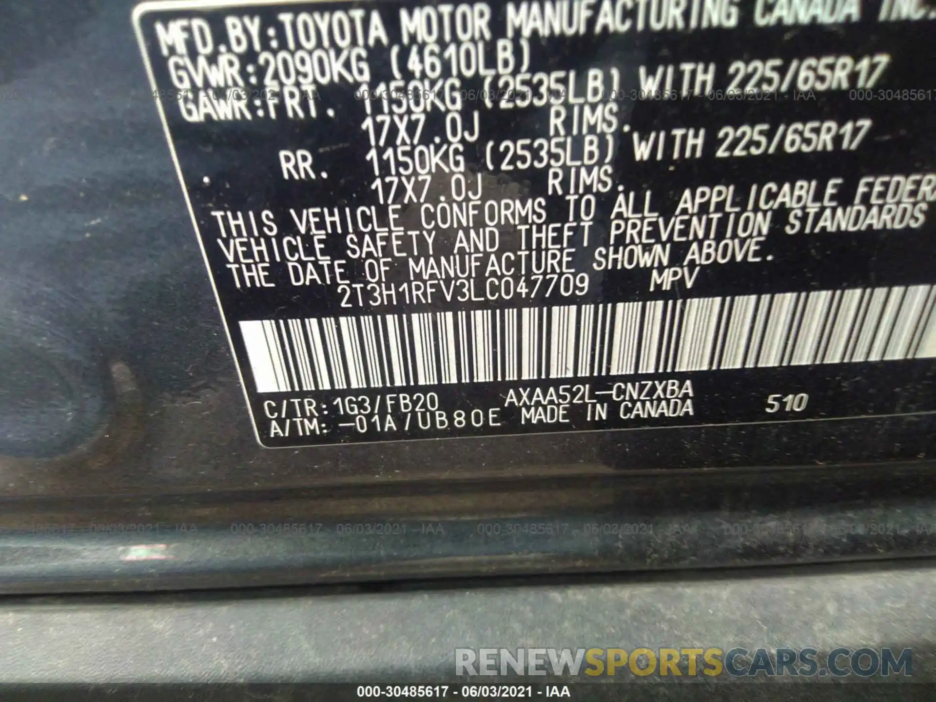 9 Фотография поврежденного автомобиля 2T3H1RFV3LC047709 TOYOTA RAV4 2020