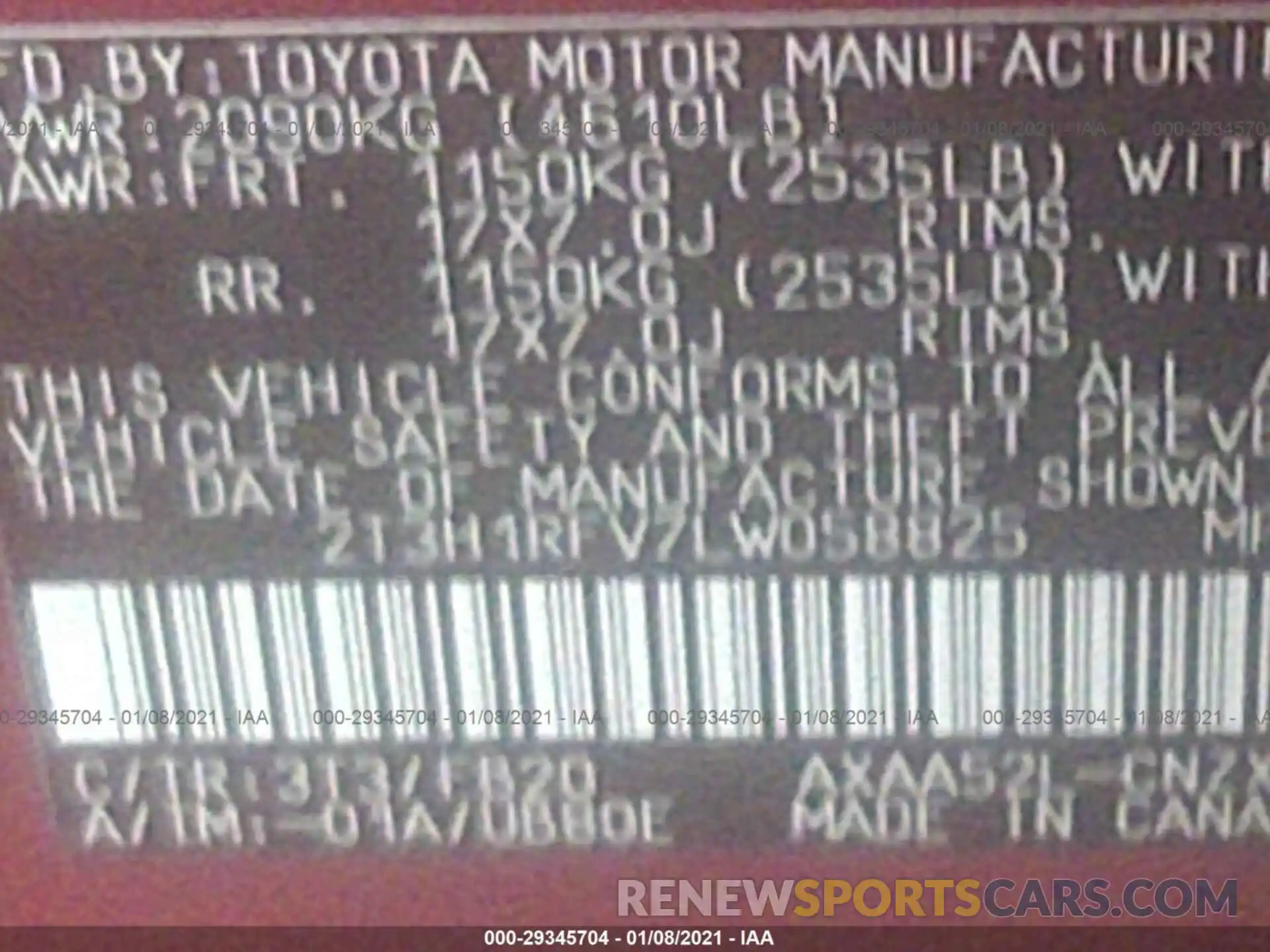 9 Фотография поврежденного автомобиля 2T3H1RFV7LW058825 TOYOTA RAV4 2020