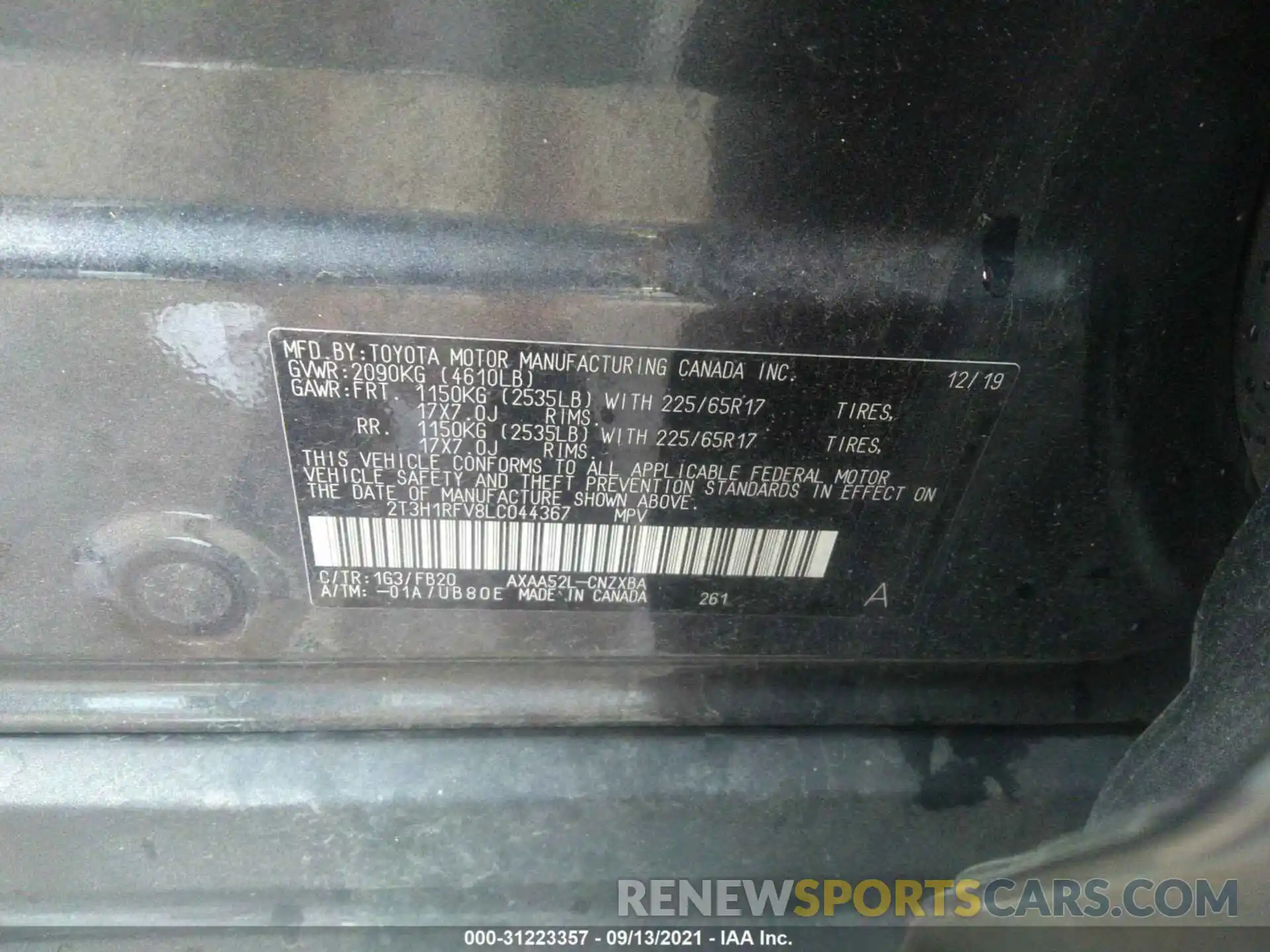 9 Фотография поврежденного автомобиля 2T3H1RFV8LC044367 TOYOTA RAV4 2020