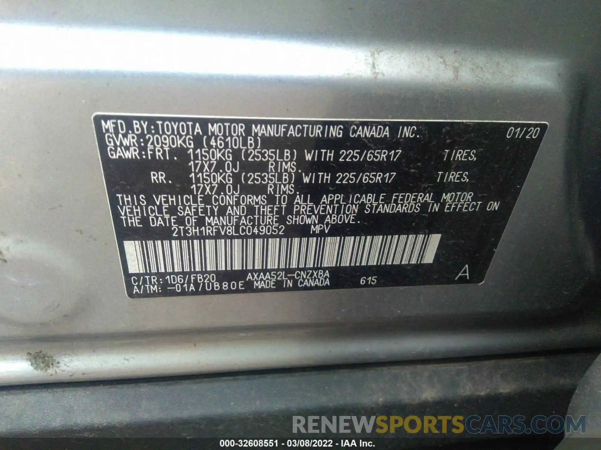 9 Фотография поврежденного автомобиля 2T3H1RFV8LC049052 TOYOTA RAV4 2020