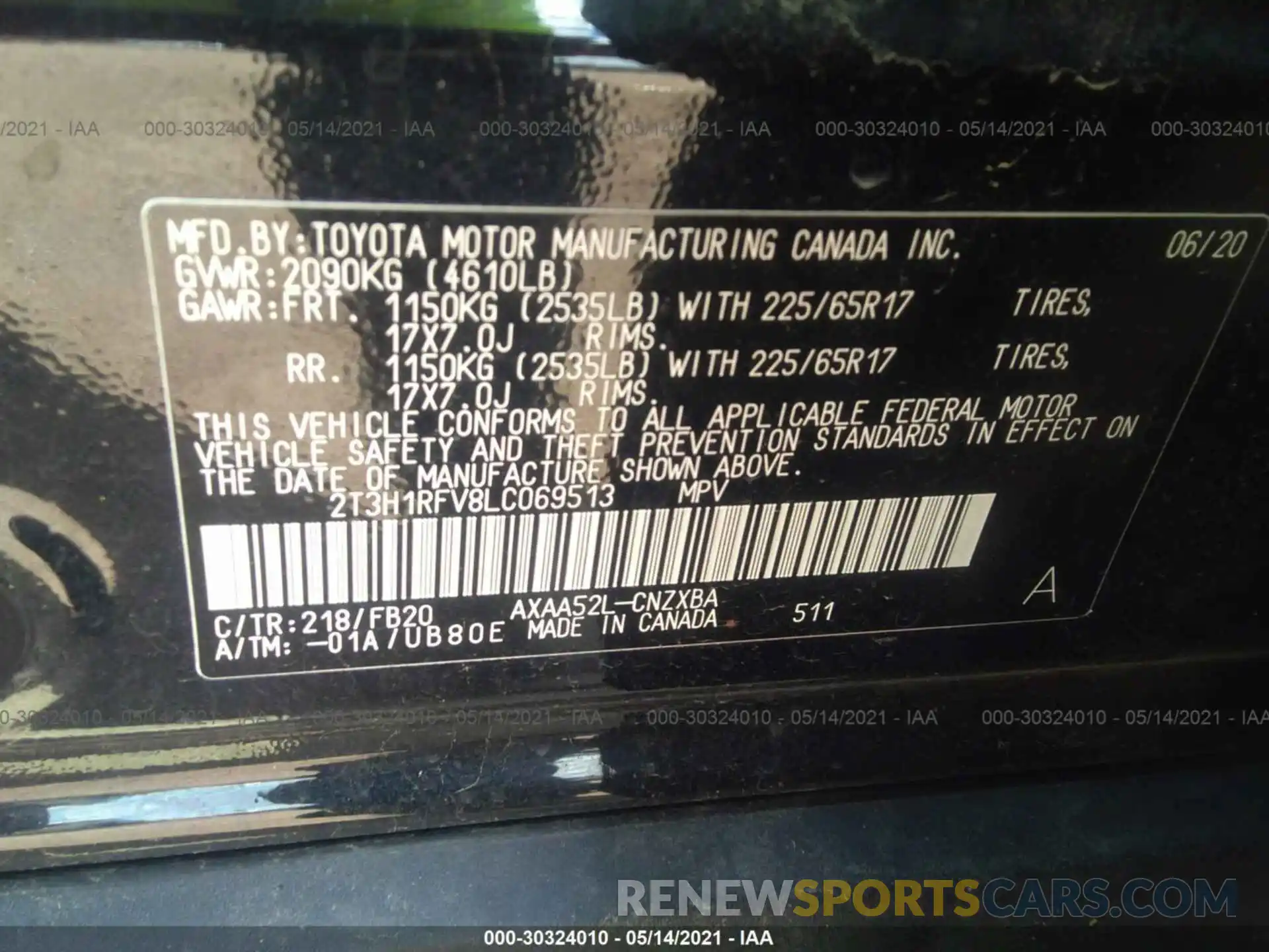 9 Фотография поврежденного автомобиля 2T3H1RFV8LC069513 TOYOTA RAV4 2020