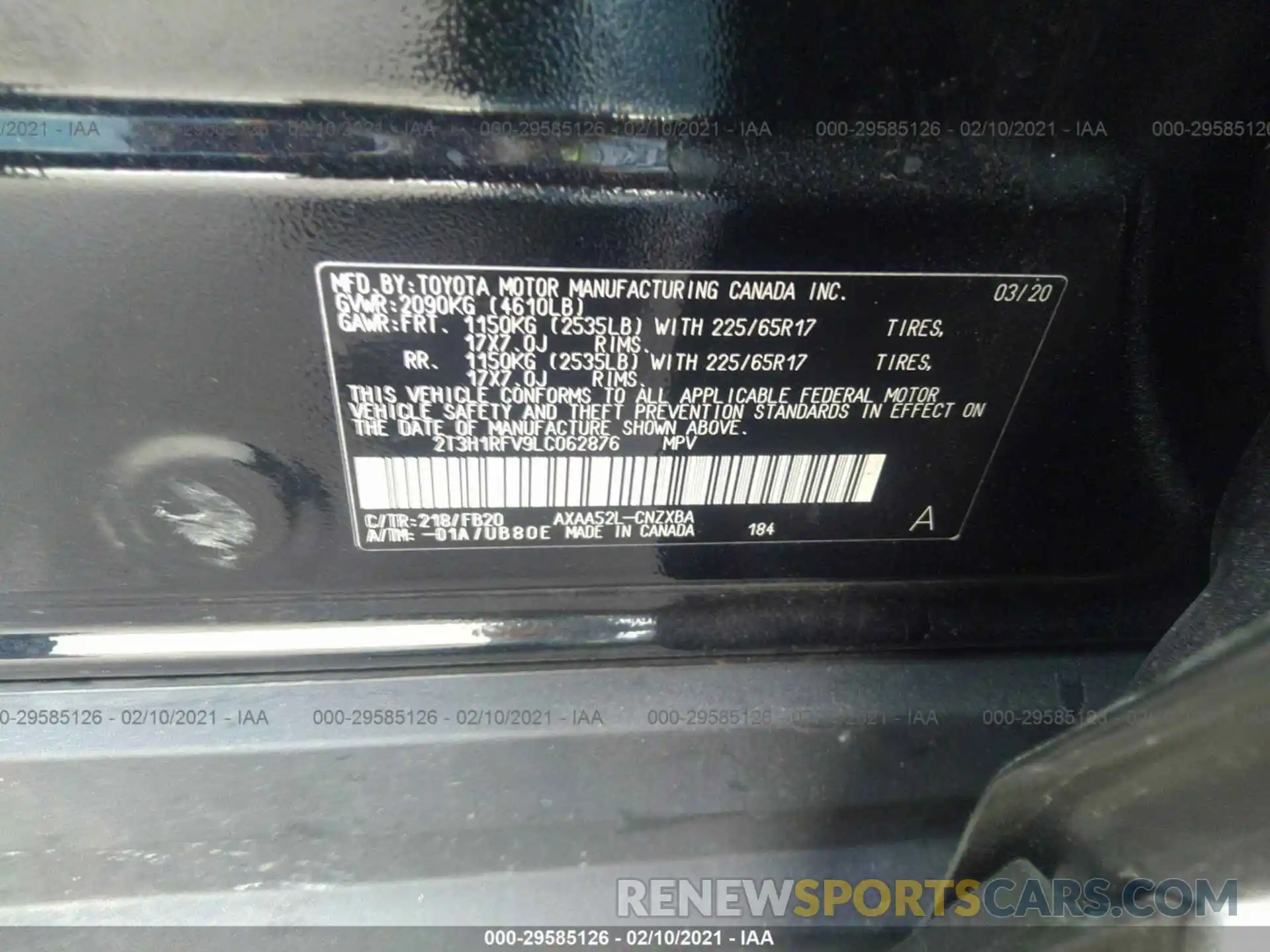 9 Фотография поврежденного автомобиля 2T3H1RFV9LC062876 TOYOTA RAV4 2020