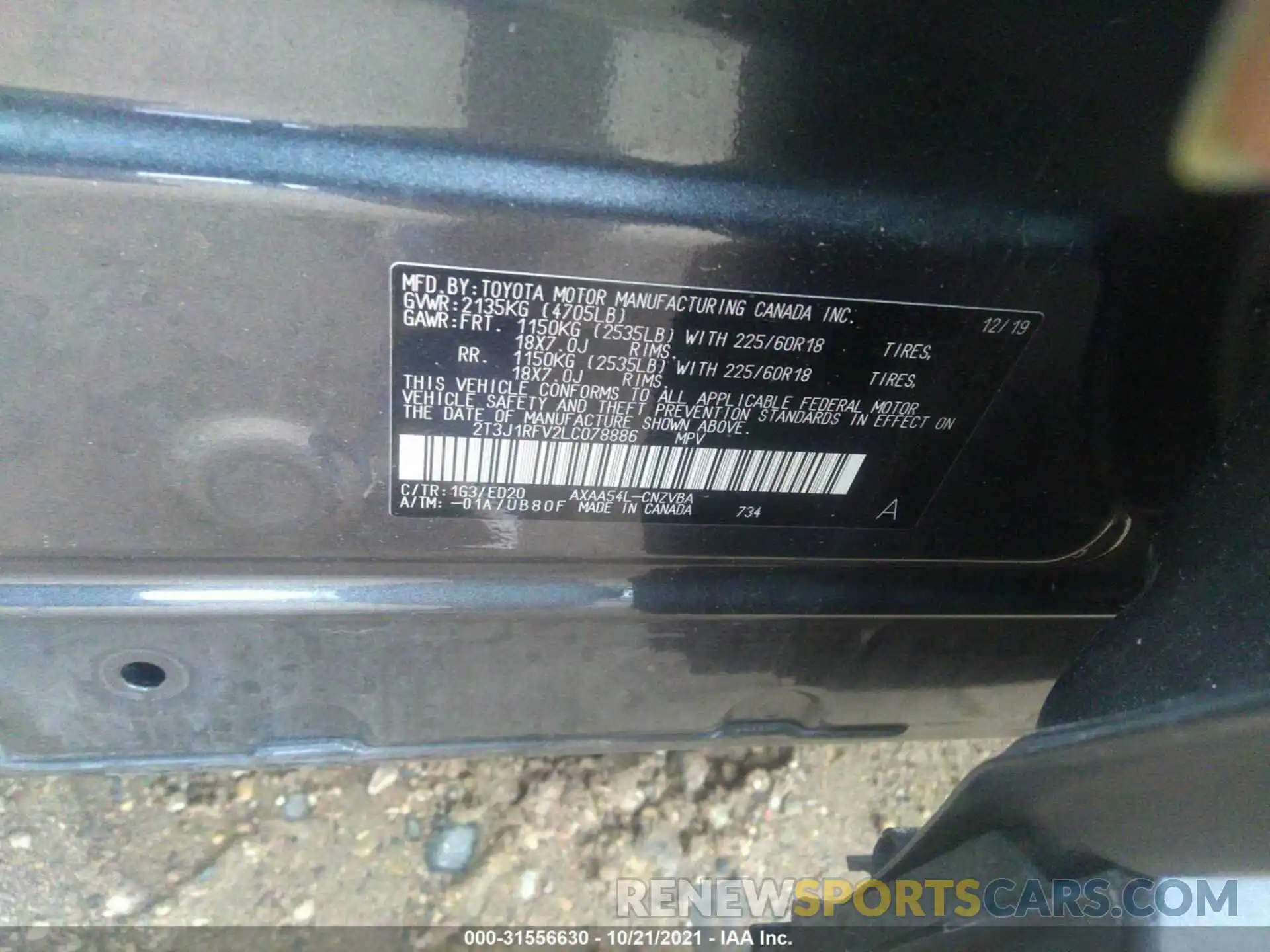 9 Фотография поврежденного автомобиля 2T3J1RFV2LC078886 TOYOTA RAV4 2020