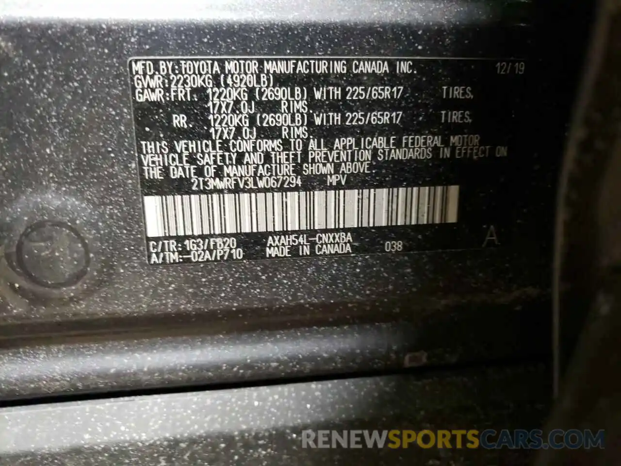 10 Фотография поврежденного автомобиля 2T3MWRFV3LW067294 TOYOTA RAV4 2020