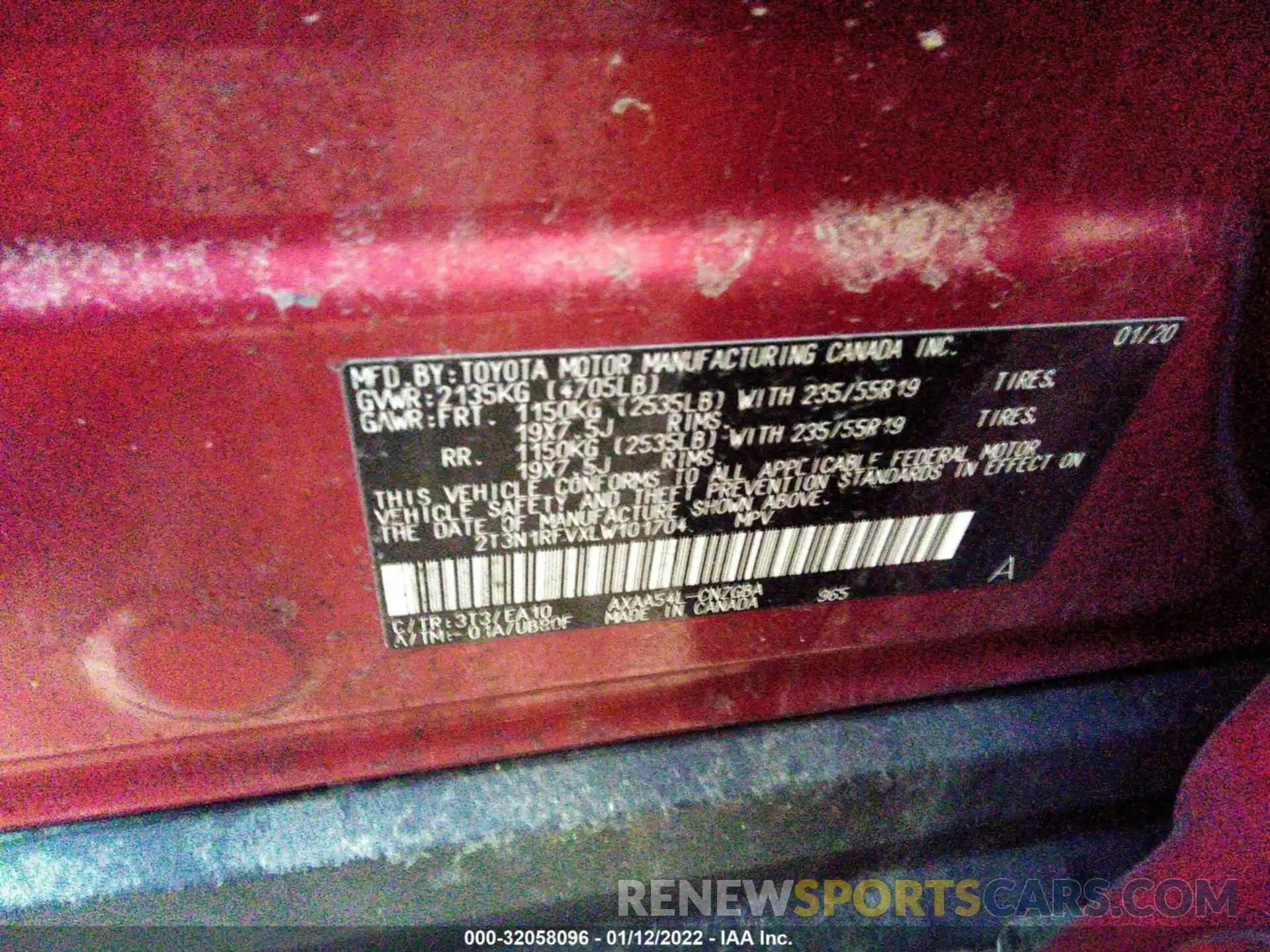 9 Photograph of a damaged car 2T3N1RFVXLW101704 TOYOTA RAV4 2020