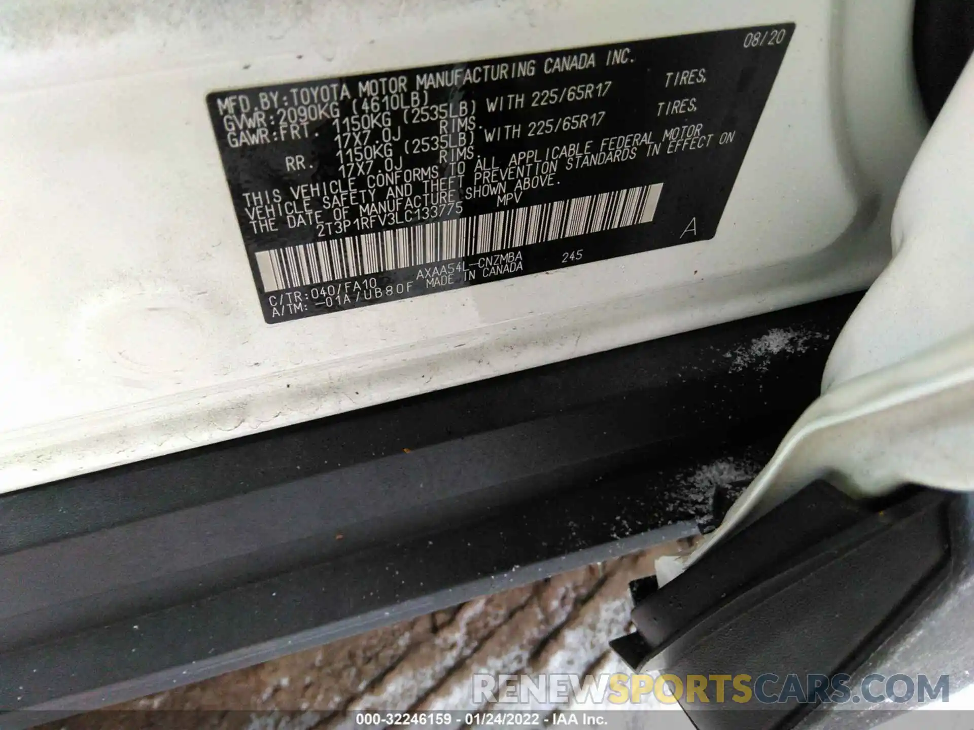 9 Фотография поврежденного автомобиля 2T3P1RFV3LC133775 TOYOTA RAV4 2020