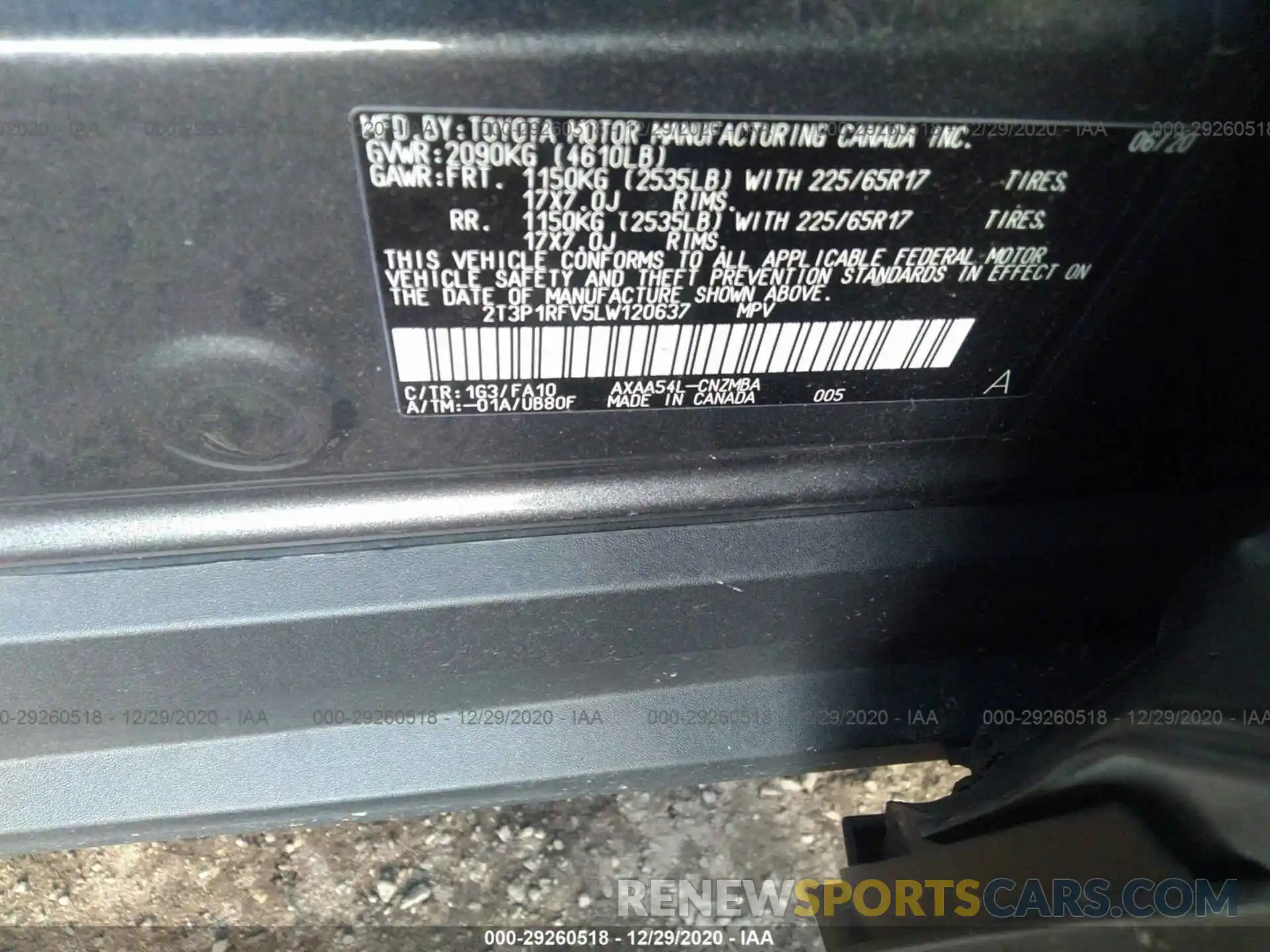 9 Фотография поврежденного автомобиля 2T3P1RFV5LW120637 TOYOTA RAV4 2020