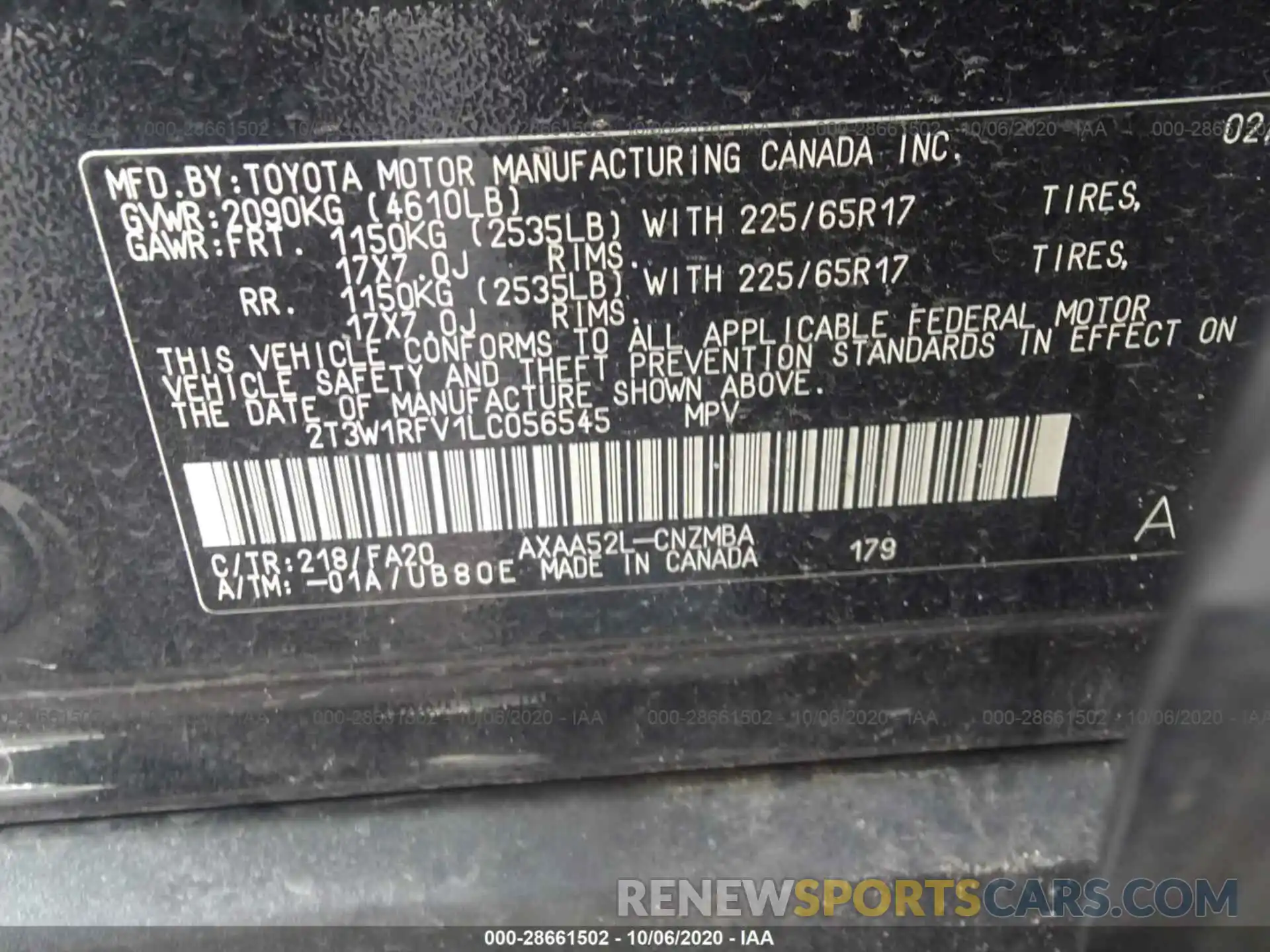 9 Фотография поврежденного автомобиля 2T3W1RFV1LC056545 TOYOTA RAV4 2020