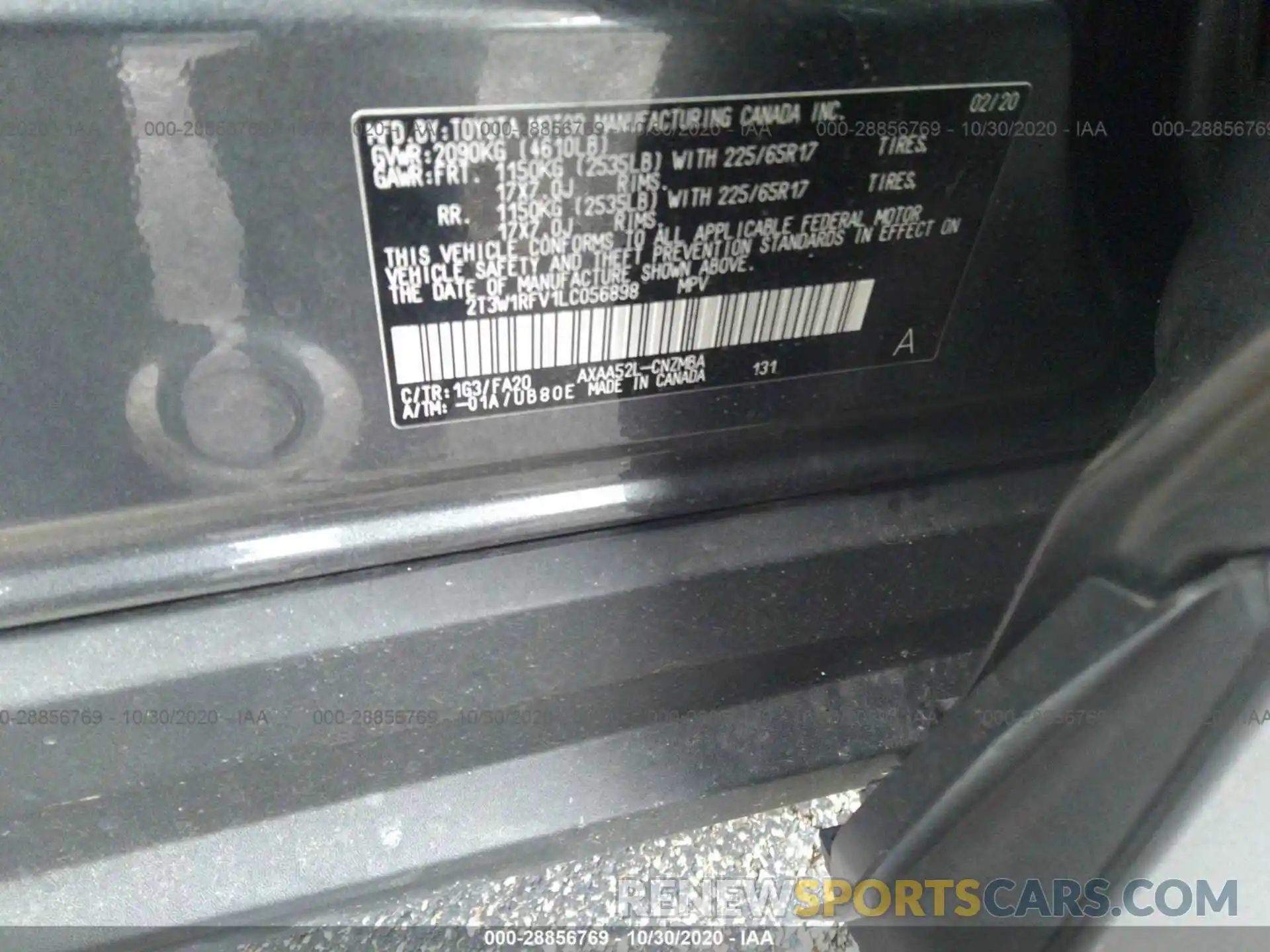 9 Фотография поврежденного автомобиля 2T3W1RFV1LC056898 TOYOTA RAV4 2020