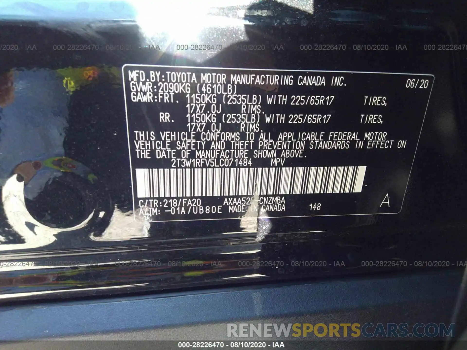 9 Фотография поврежденного автомобиля 2T3W1RFV5LC071484 TOYOTA RAV4 2020