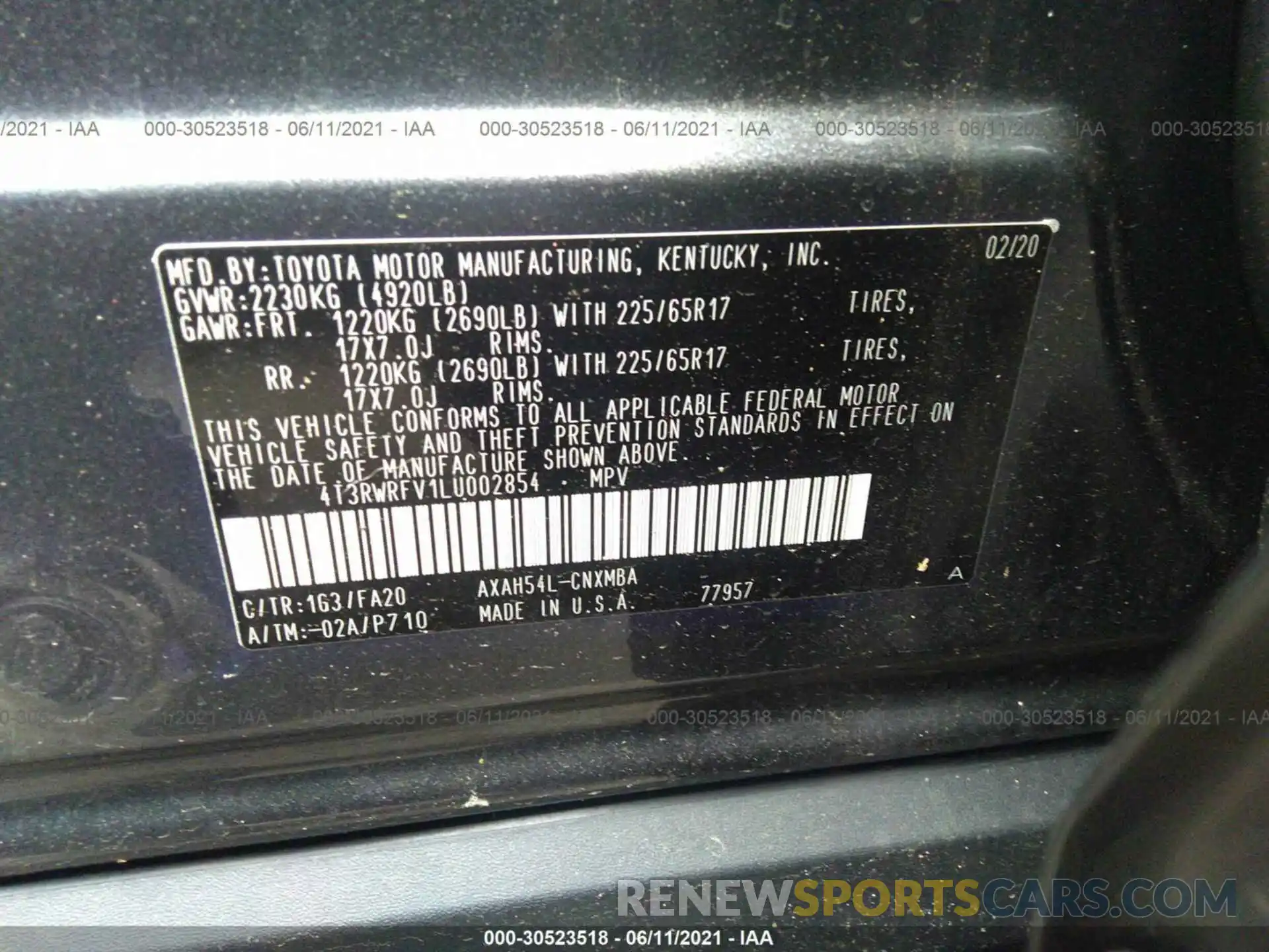 9 Фотография поврежденного автомобиля 4T3RWRFV1LU002854 TOYOTA RAV4 2020