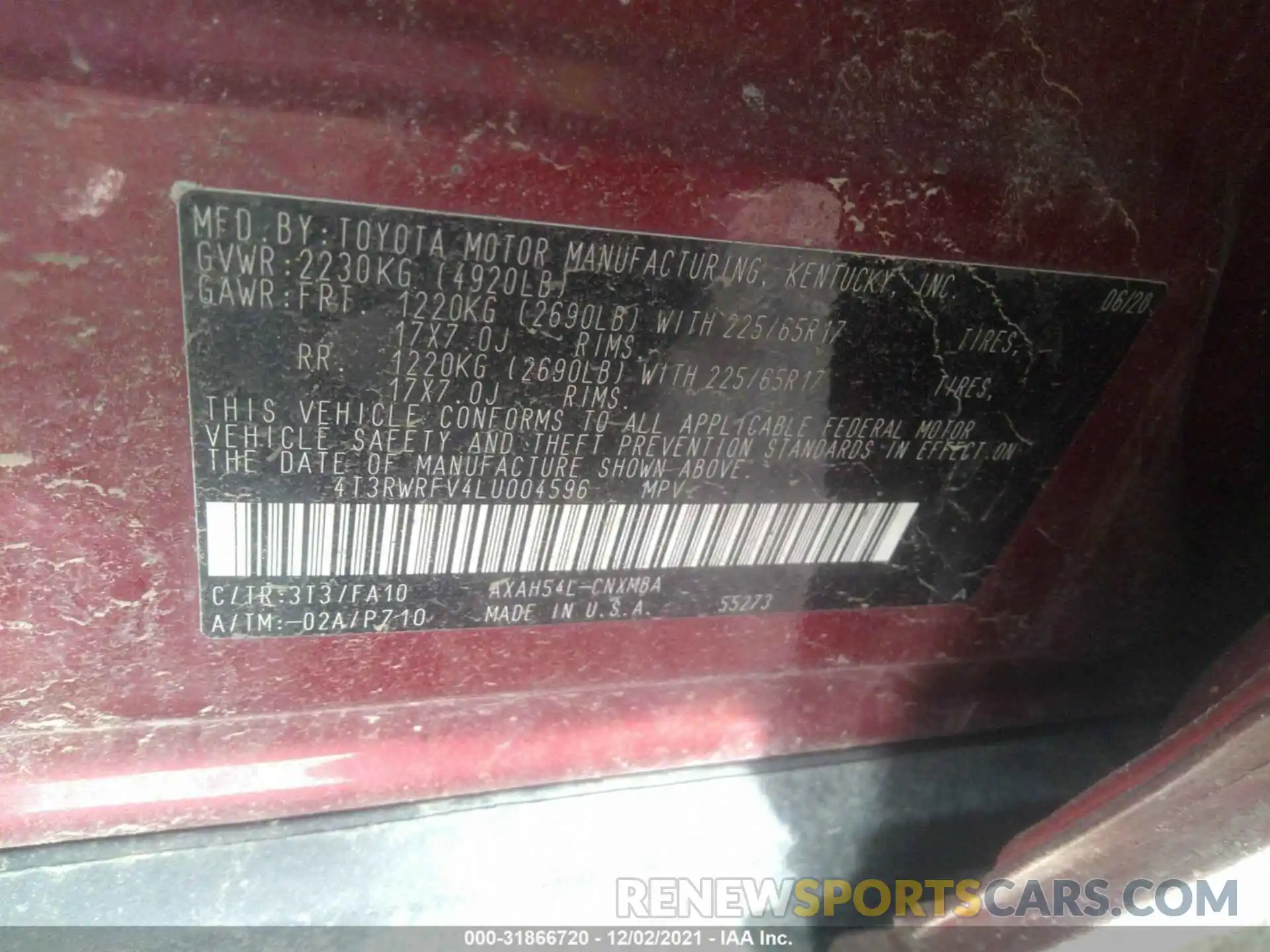 9 Фотография поврежденного автомобиля 4T3RWRFV4LU004596 TOYOTA RAV4 2020