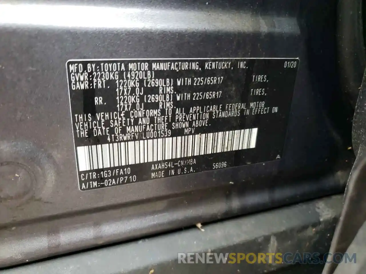 10 Фотография поврежденного автомобиля 4T3RWRFVXLU001539 TOYOTA RAV4 2020