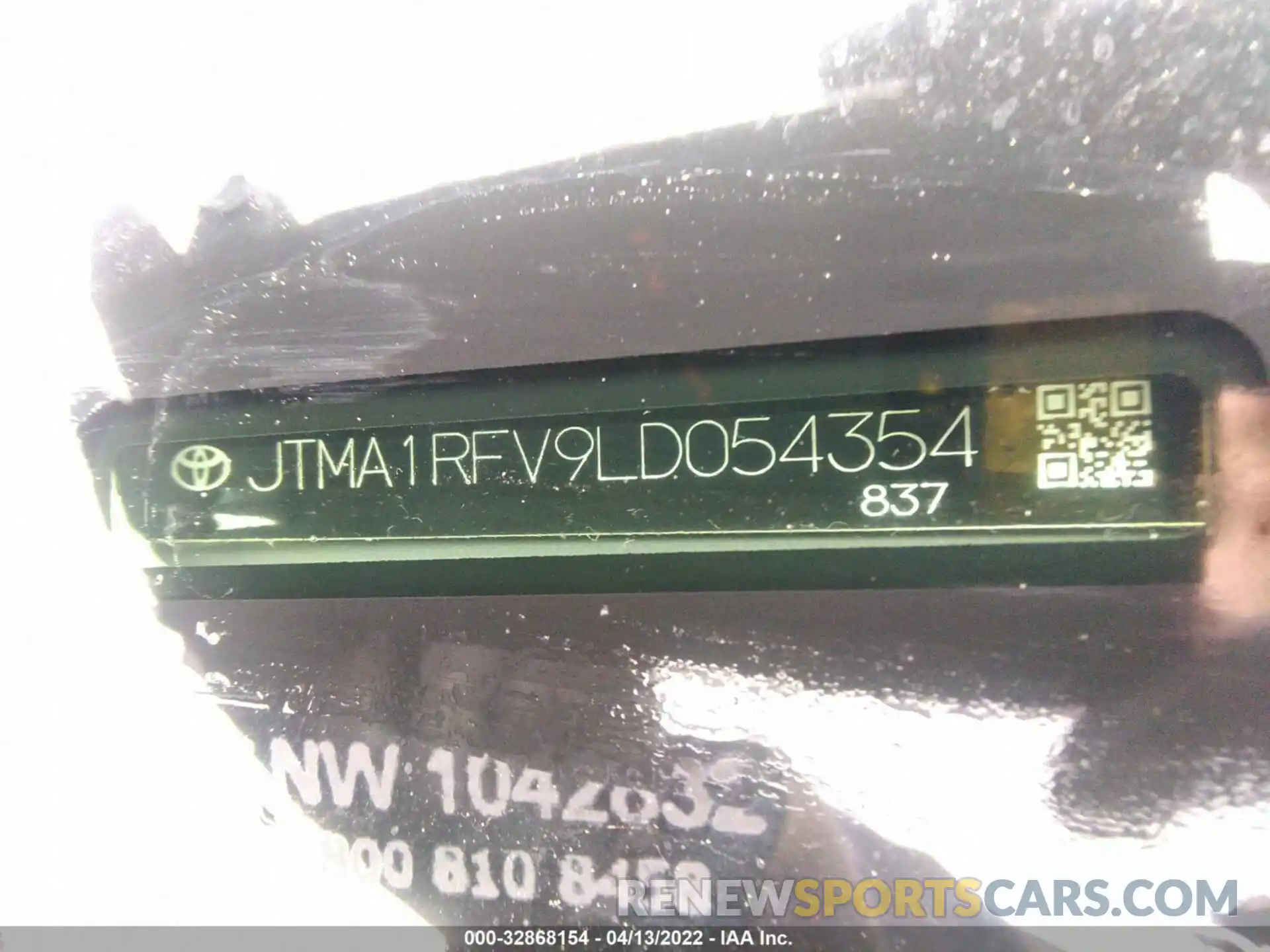 9 Фотография поврежденного автомобиля JTMA1RFV9LD054354 TOYOTA RAV4 2020