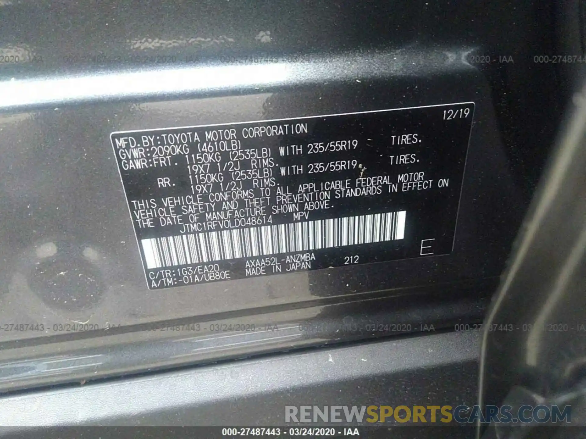 9 Фотография поврежденного автомобиля JTMC1RFV0LD048614 TOYOTA RAV4 2020