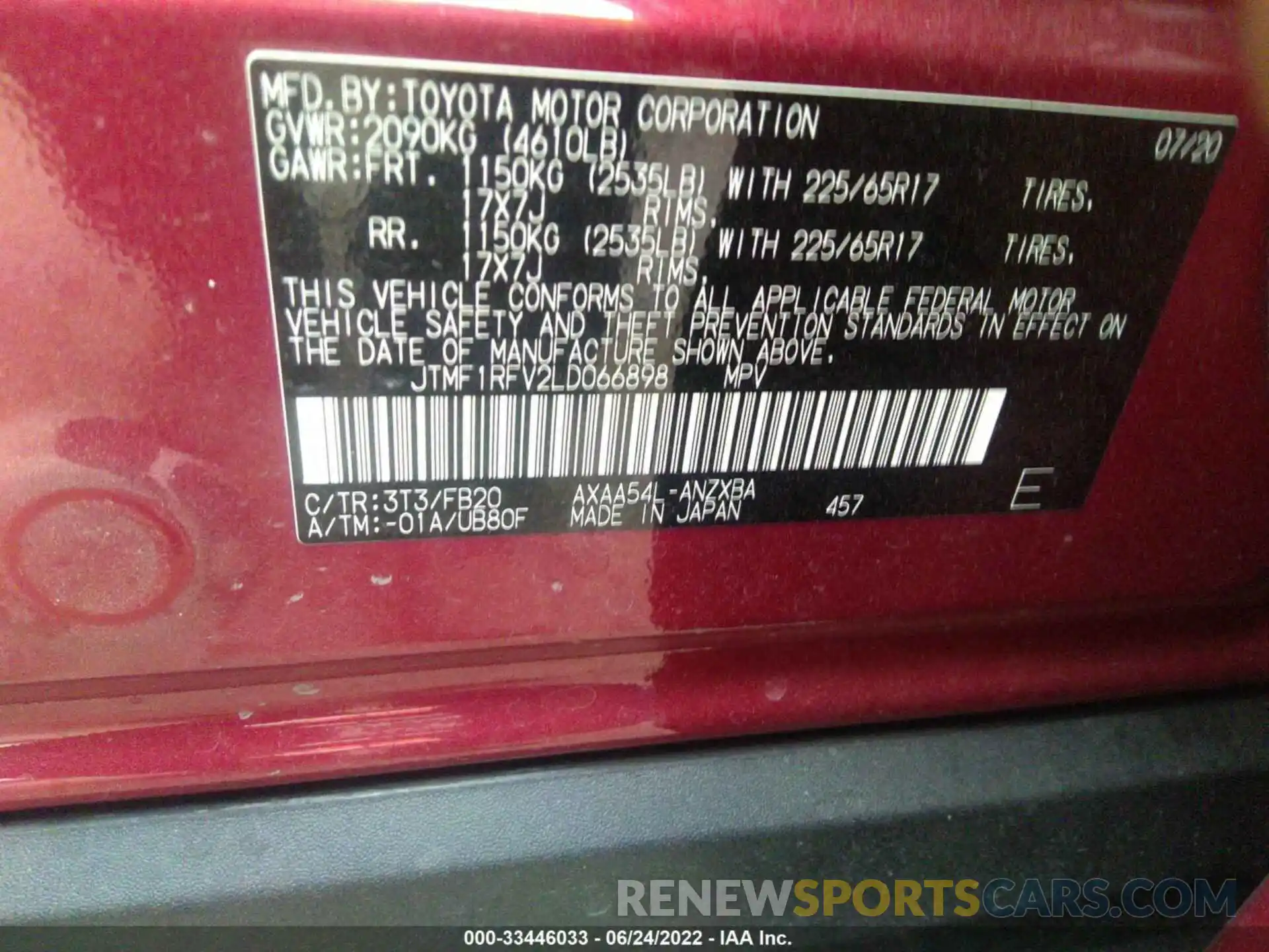 9 Фотография поврежденного автомобиля JTMF1RFV2LD066898 TOYOTA RAV4 2020