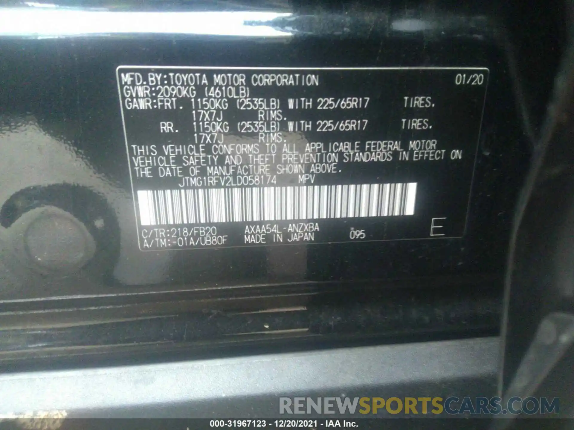 9 Фотография поврежденного автомобиля JTMG1RFV2LD058174 TOYOTA RAV4 2020