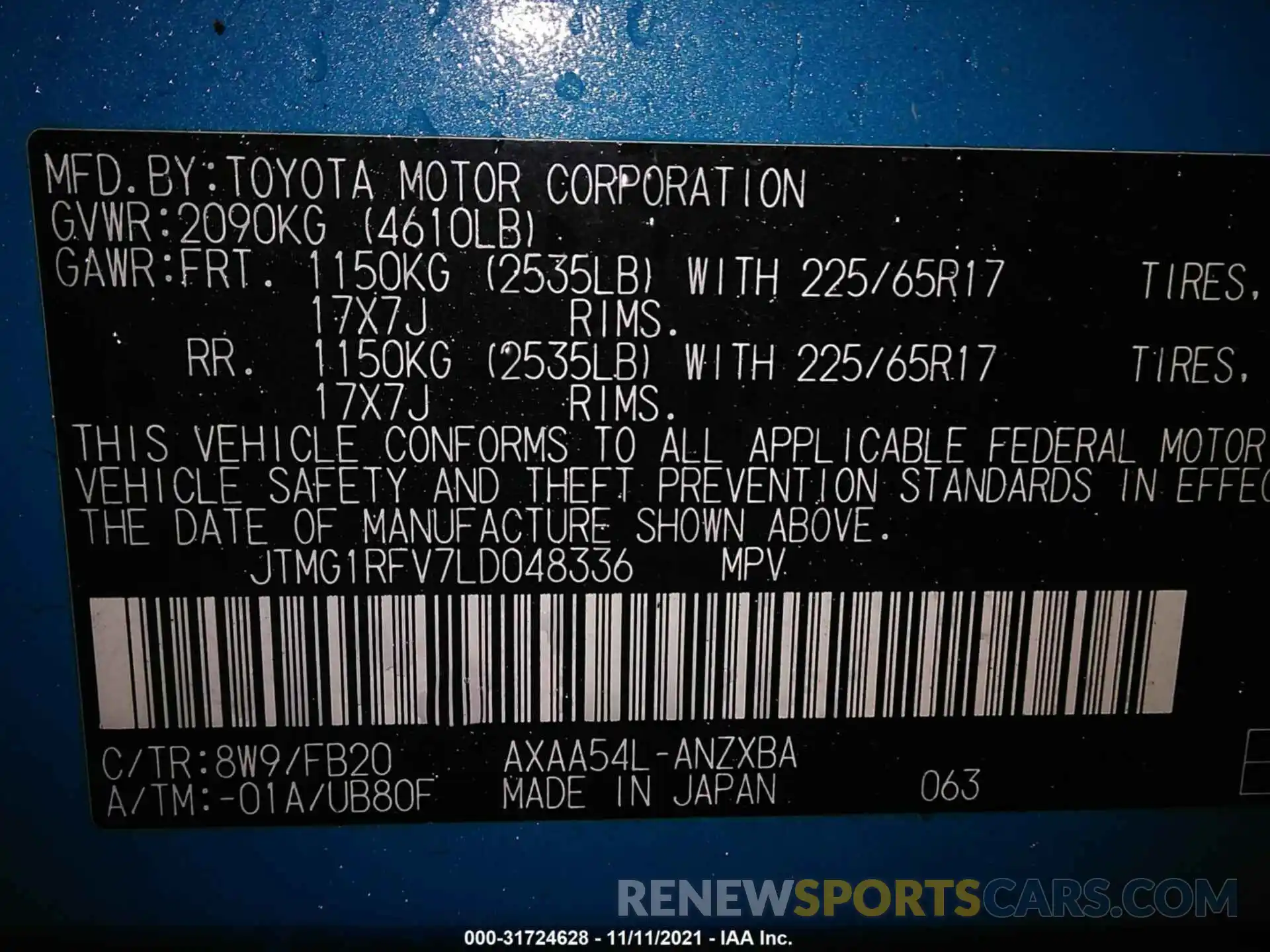 9 Фотография поврежденного автомобиля JTMG1RFV7LD048336 TOYOTA RAV4 2020